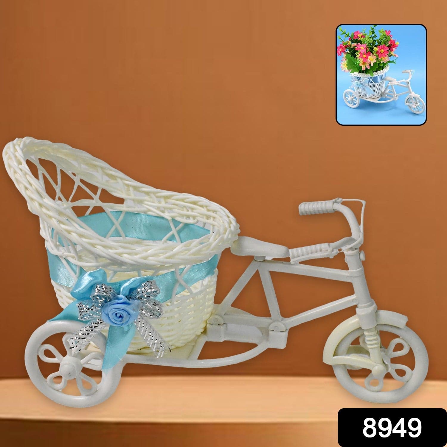 Plastic Cycle Flower vases for Home decor; Bicycle Flower Pot Stand thumbnail 2