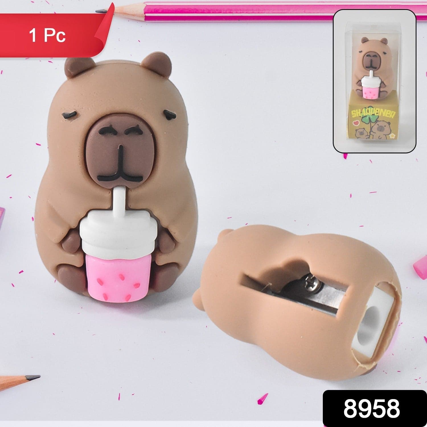 Cartoon Shape Pencil Sharpener with Built-In Eraser (1 Pc) thumbnail 2