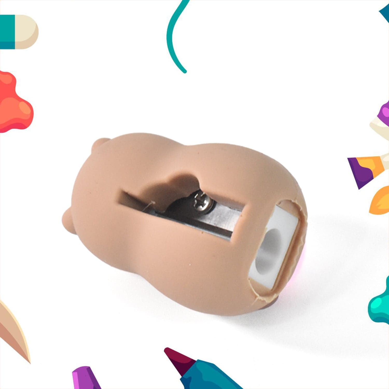 Cartoon Shape Pencil Sharpener with Built-In Eraser (1 Pc) thumbnail 6