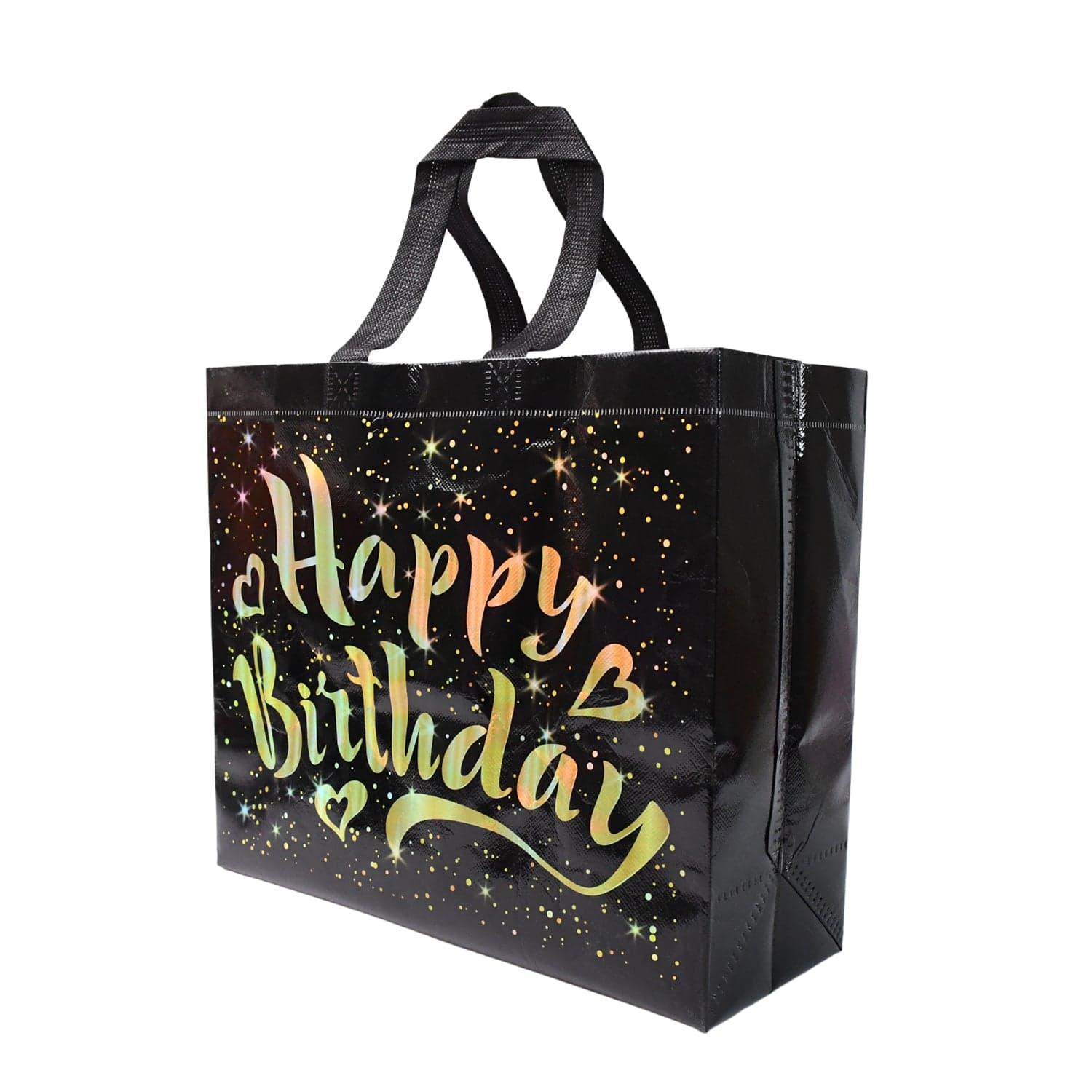 Birthday Gift Bag with Gold Shiny Stars, Reusable Party Gift Bags (1 Pc) thumbnail 5