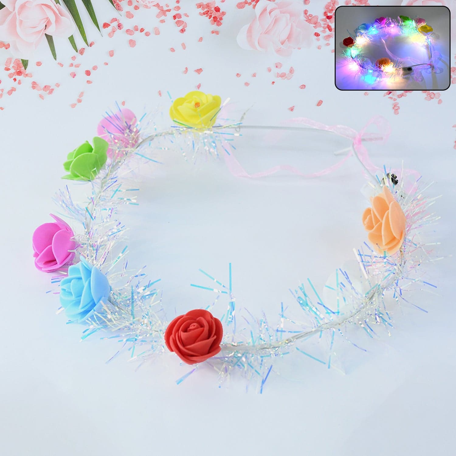 Led Flower Crown Headband Multicolor Light Up 1 Pc thumbnail 2