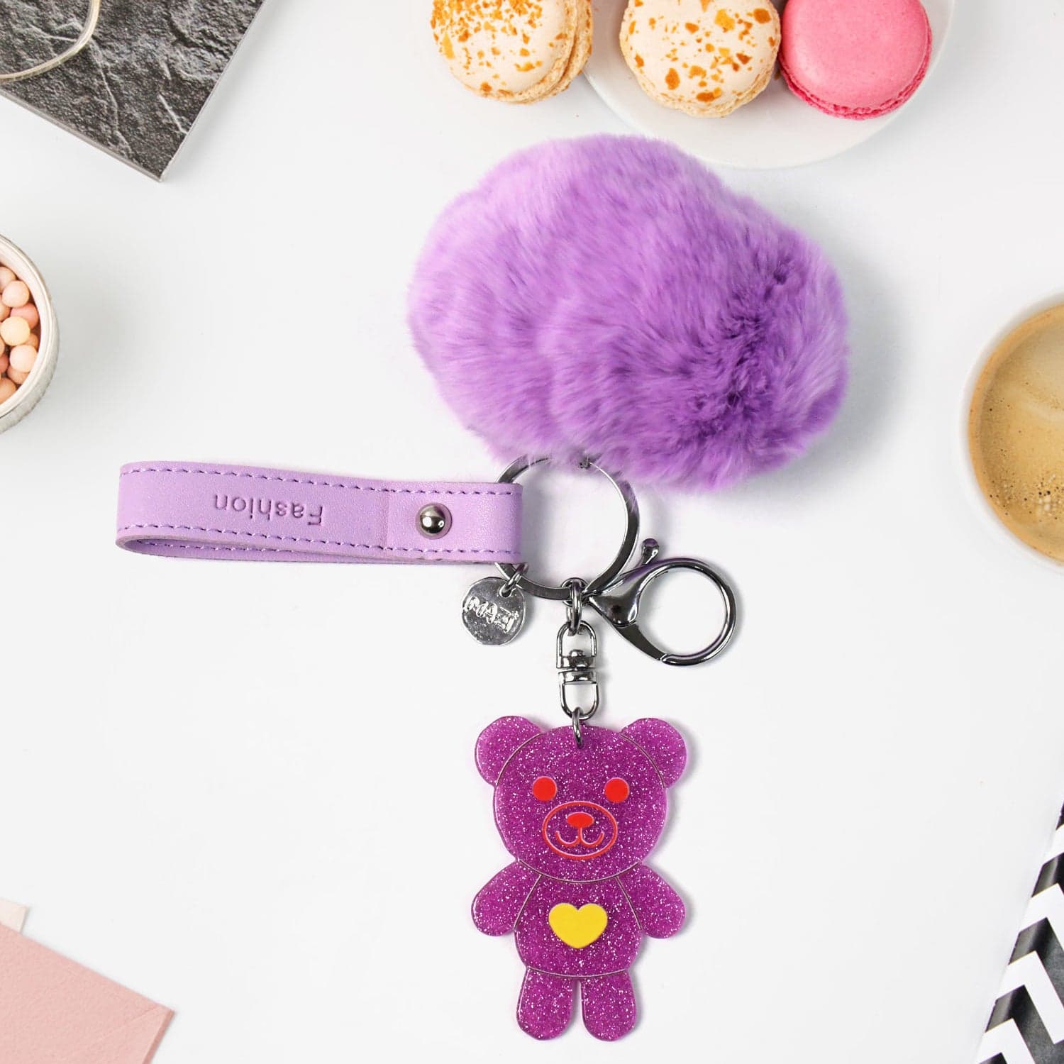 Cute Cartoon Keychain with Fluffy Pom (1 Pc) thumbnail 7