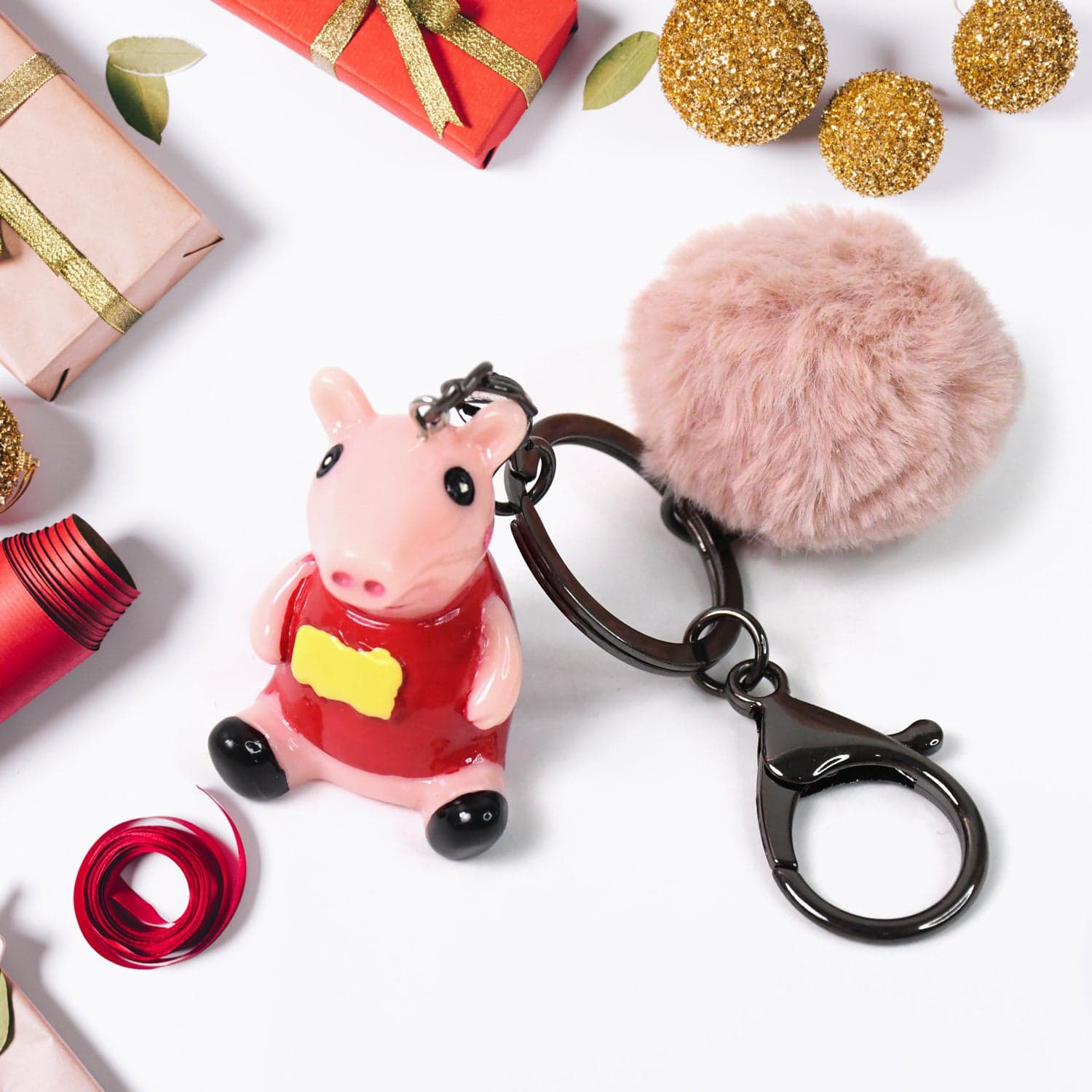 Cute Cartoon Keychain with Fluffy Pom (1 Pc / Mix Design) thumbnail 3