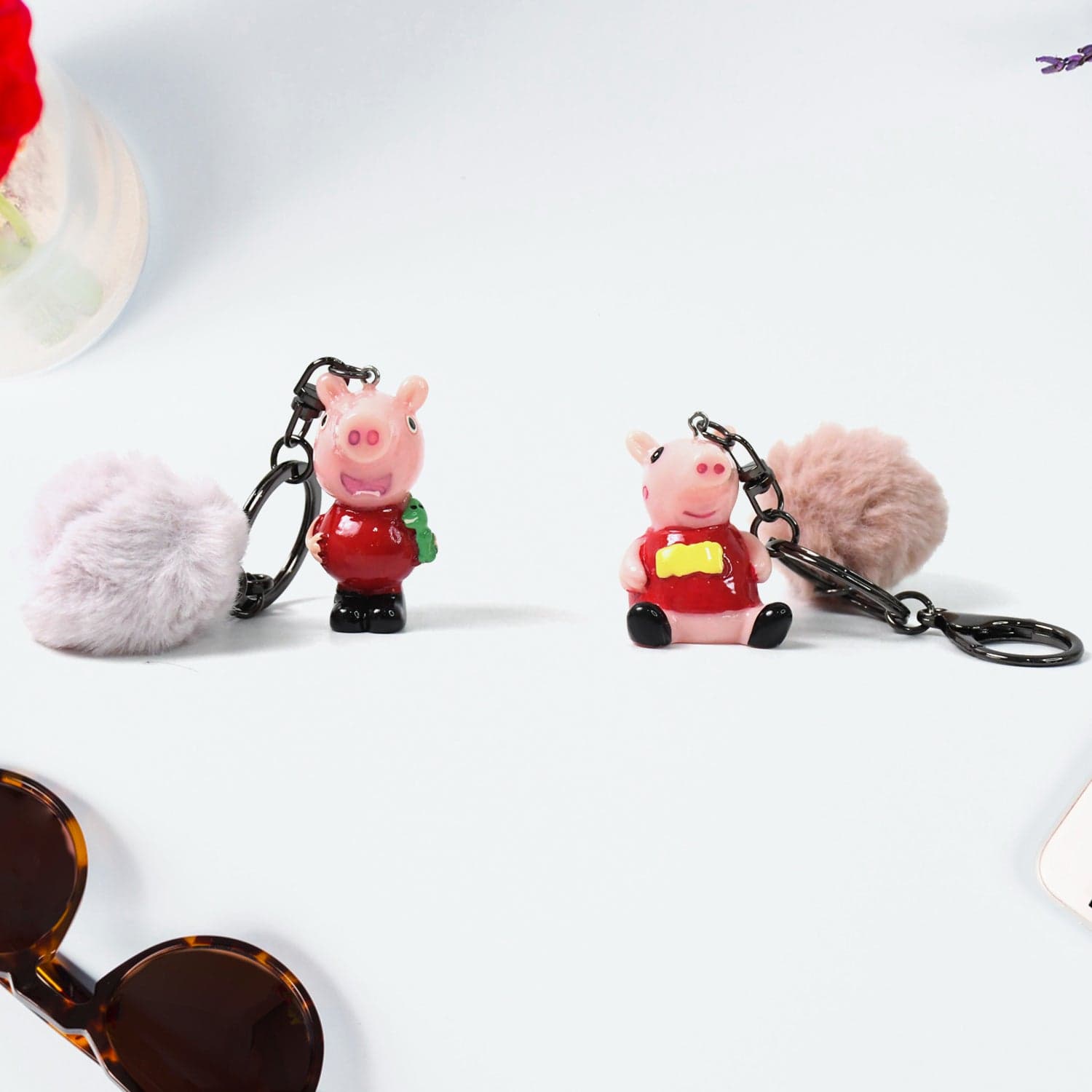 Cute Cartoon Keychain with Fluffy Pom (1 Pc / Mix Design) thumbnail 4