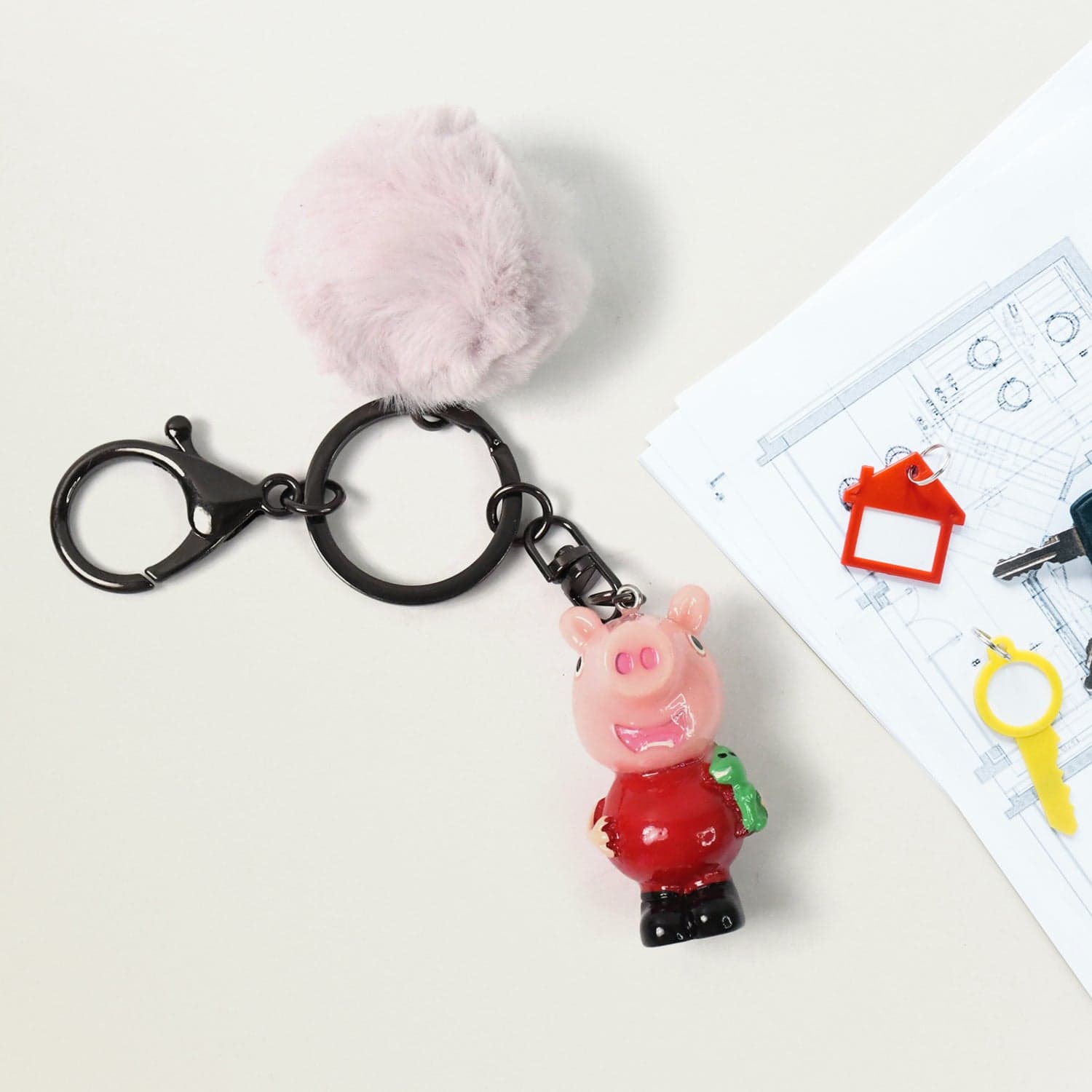Cute Cartoon Keychain with Fluffy Pom (1 Pc / Mix Design) thumbnail 6