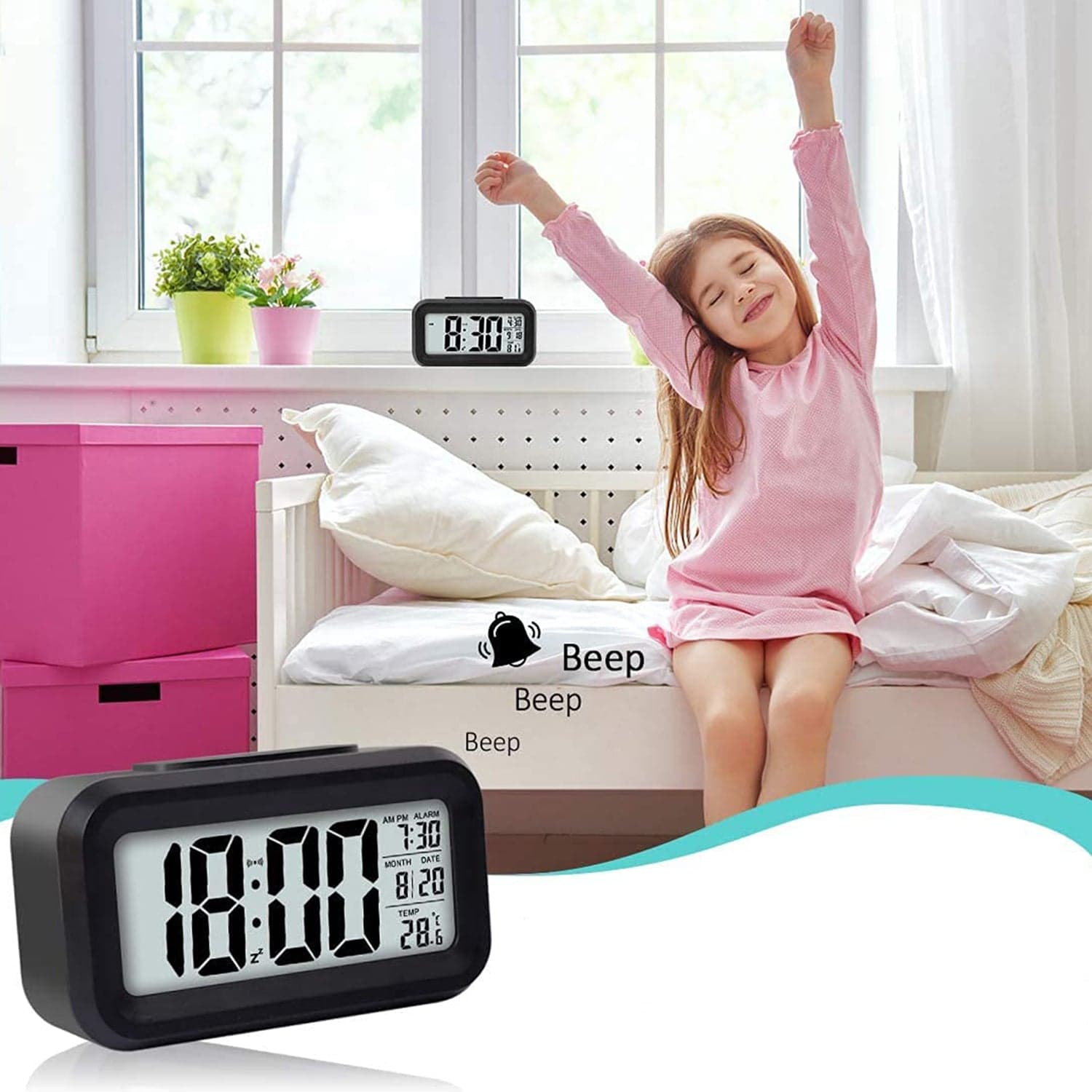 Digital Lcd Alarm Clock With Backlight 1 Pc thumbnail 5