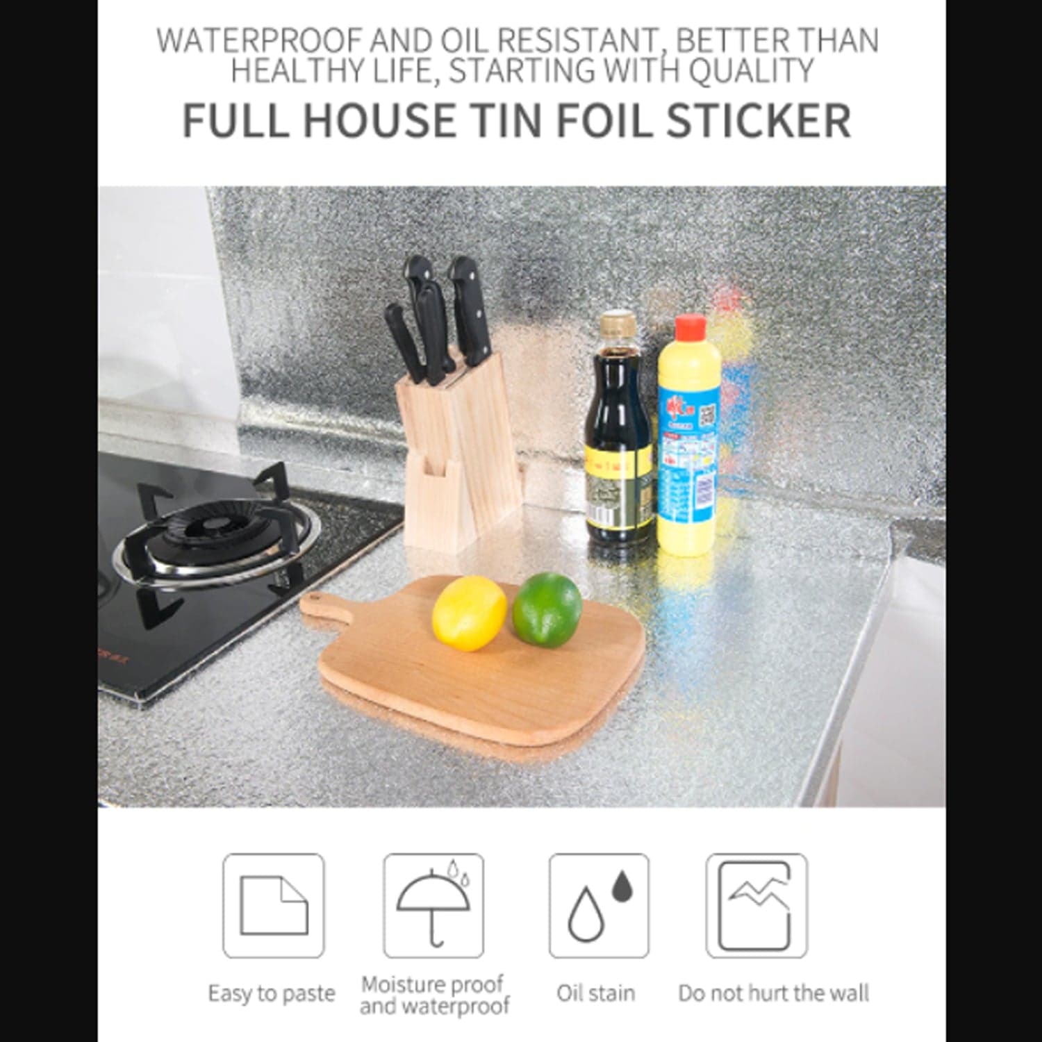 2 Meter Aluminium Foil Sticker used in all kitchen purposes to prevent oily and greasy stains of food while cooking. thumbnail 10