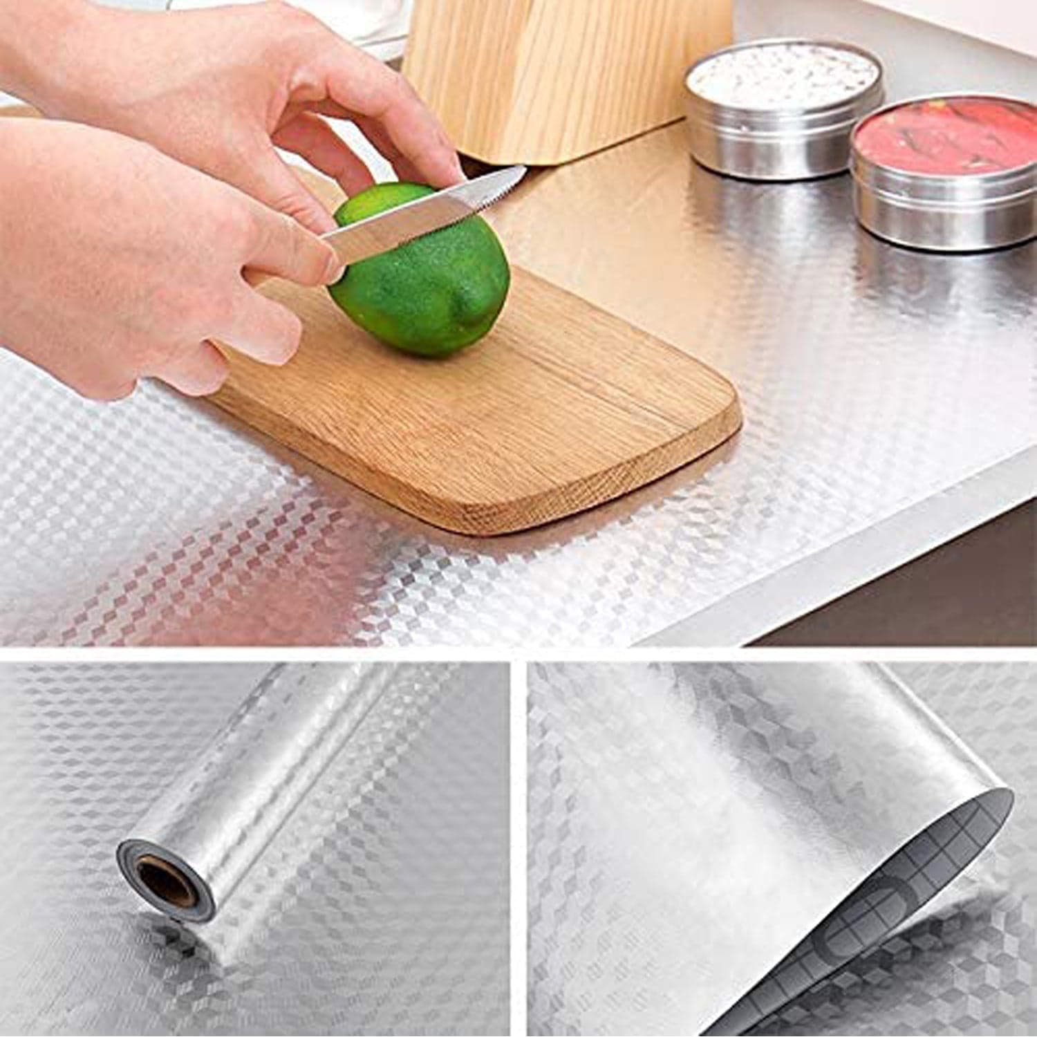 2 Meter Aluminium Foil Sticker used in all kitchen purposes to prevent oily and greasy stains of food while cooking. thumbnail 7