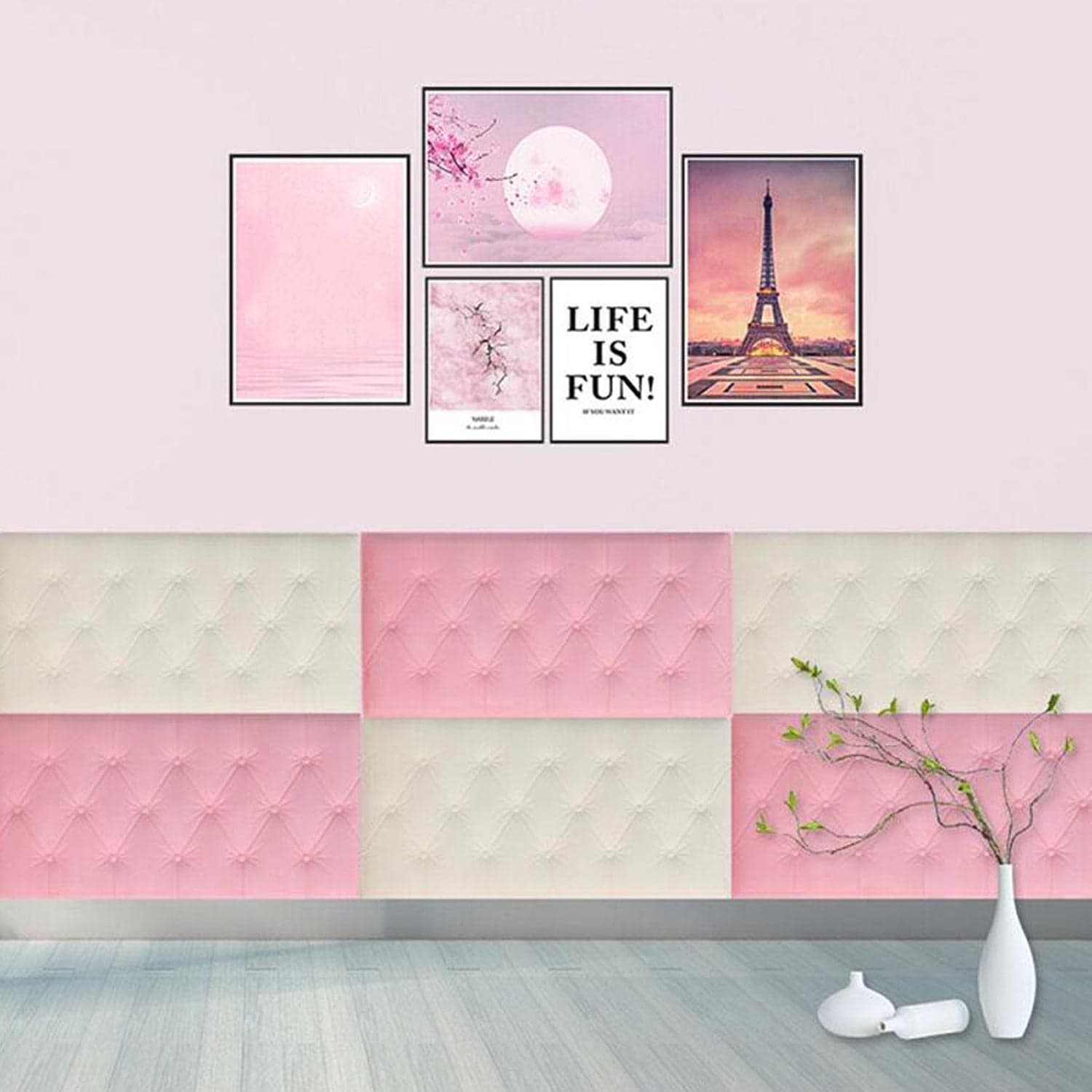 Pink 3D Adhesive wallpaper for living Room. Room Wall Paper Home Decor Self Adhesive Wallpaper thumbnail 4