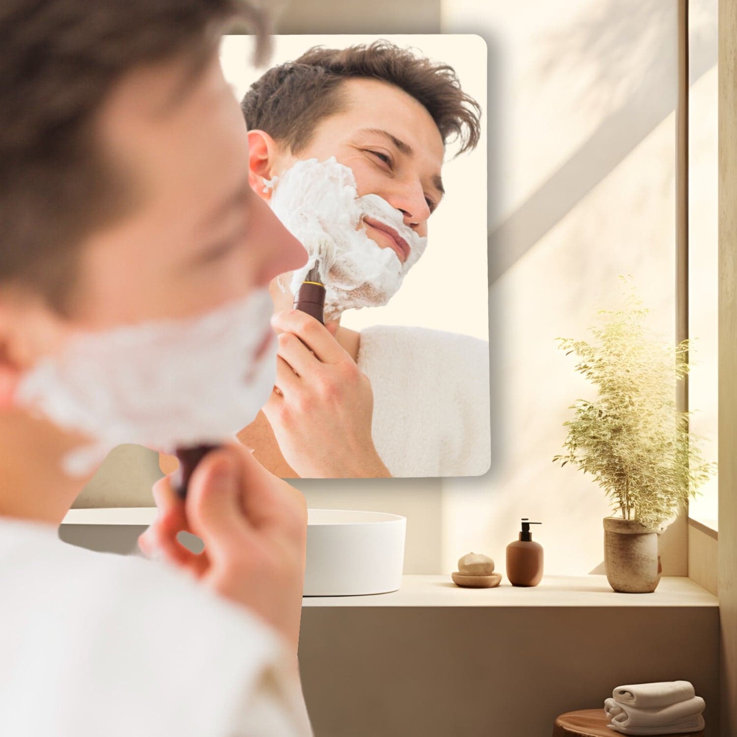 10PC BIG SQUARE ADHESIVE-BATHROOM-MIRROR-WALL thumbnail 1