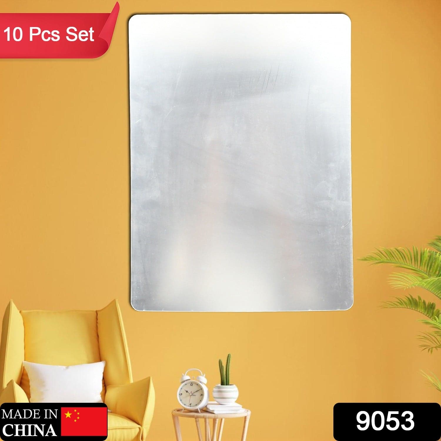 10PC BIG SQUARE ADHESIVE-BATHROOM-MIRROR-WALL thumbnail 2