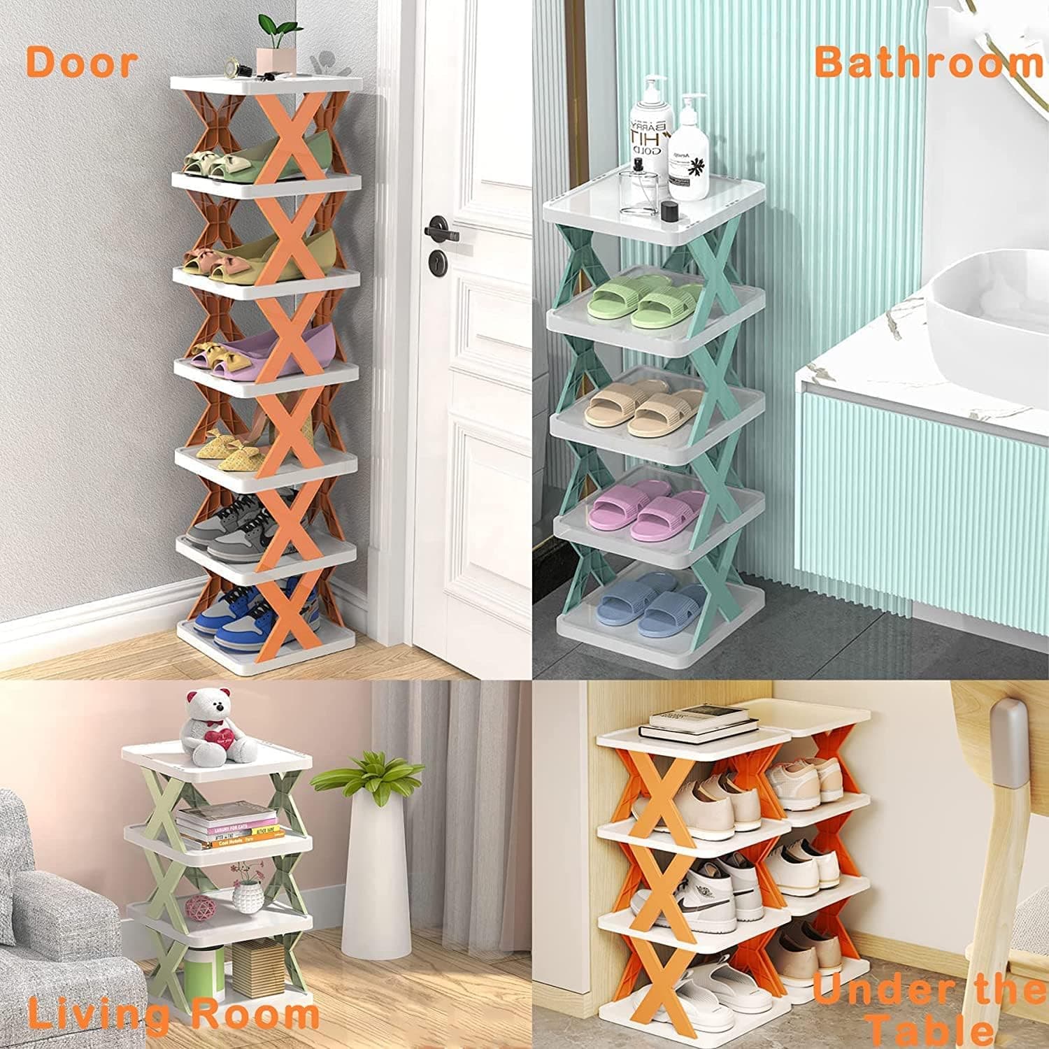 6 Layer Foldable Shoe Rack, Portable Storage Organizer for Home & Office thumbnail 1