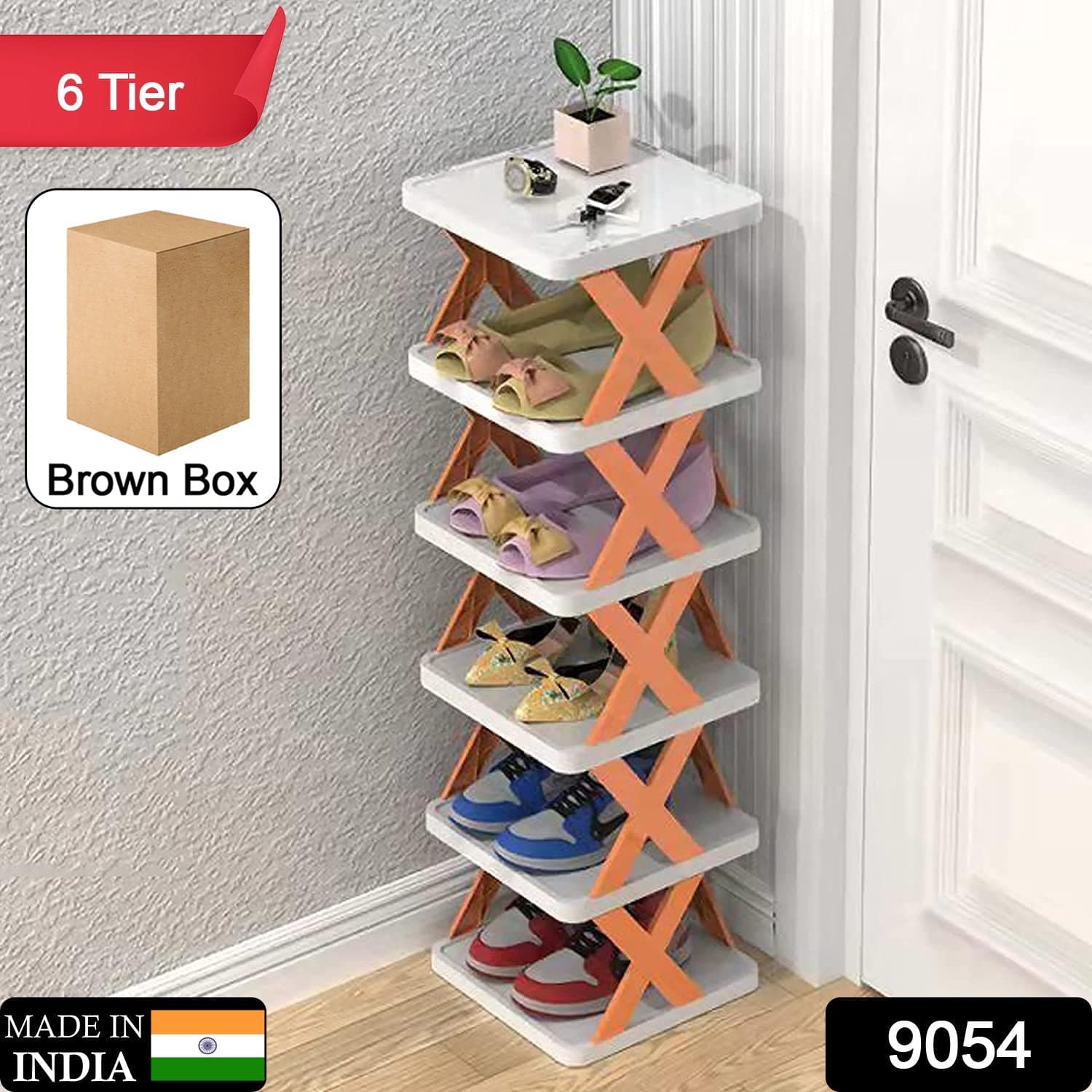 6 Layer Foldable Shoe Rack, Portable Storage Organizer for Home & Office thumbnail 2