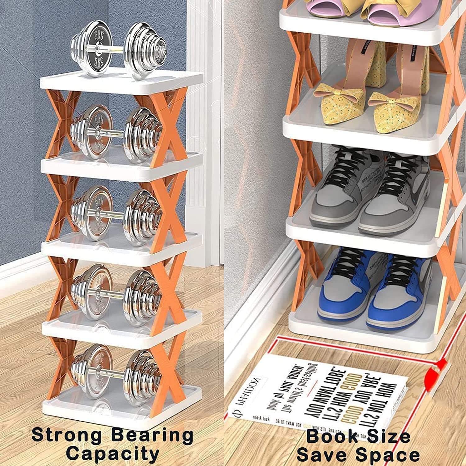 6 Layer Foldable Shoe Rack, Portable Storage Organizer for Home & Office thumbnail 7