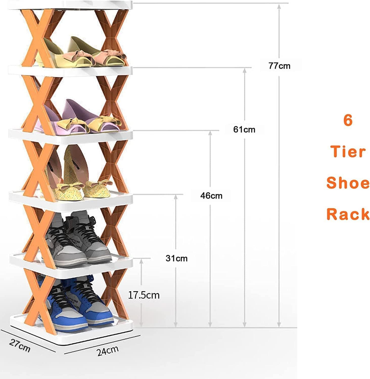 6 Layer Foldable Shoe Rack, Portable Storage Organizer for Home & Office thumbnail 9