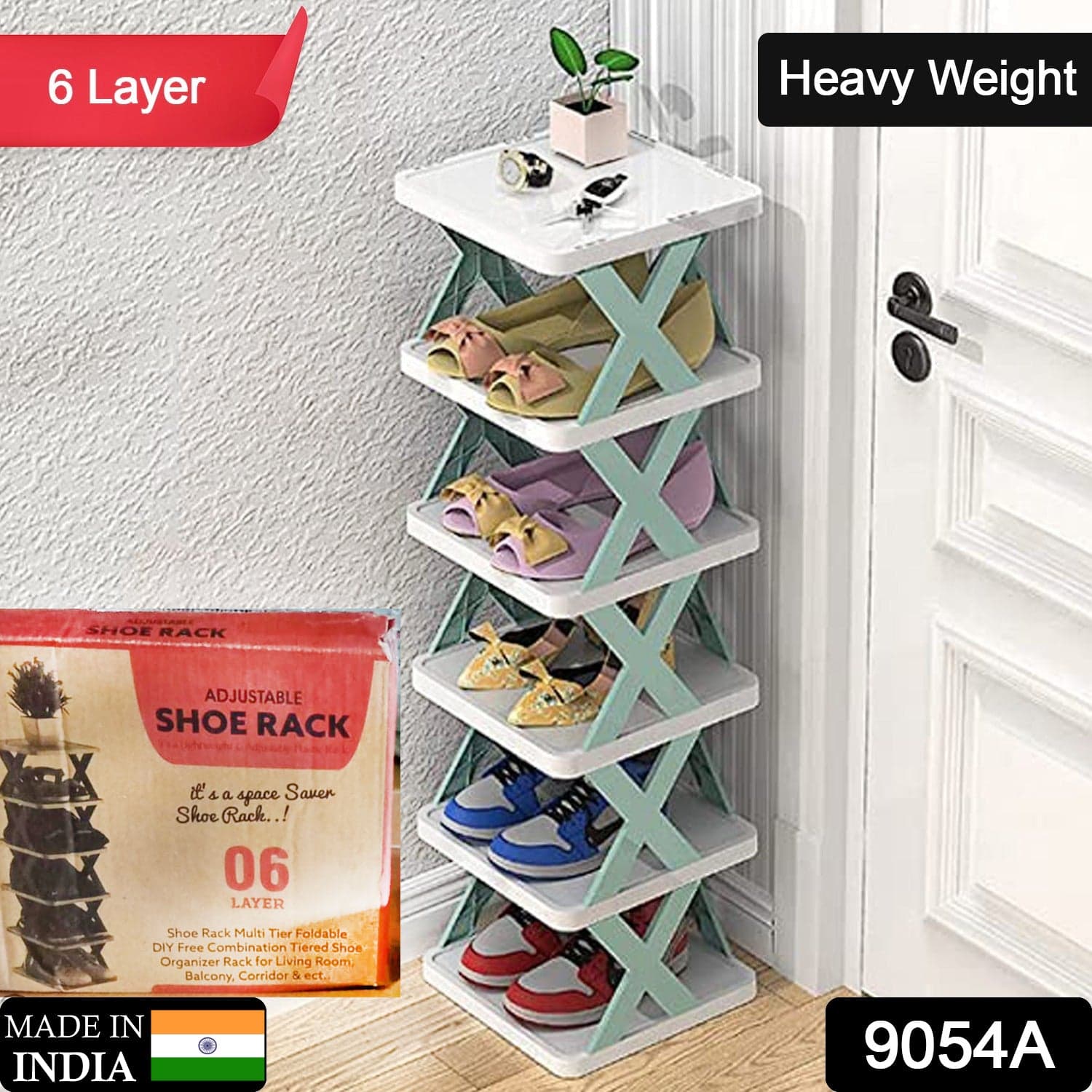 6 LAYER SHOE RACK DESIGN LIGHTWEIGHT ADJUSTABLE PLASTIC FOLDABLE SHOE CABINET STORAGE PORTABLE FOLDING SPACE SAVING SHOE ORGANIZER HOME AND OFFICE thumbnail 1