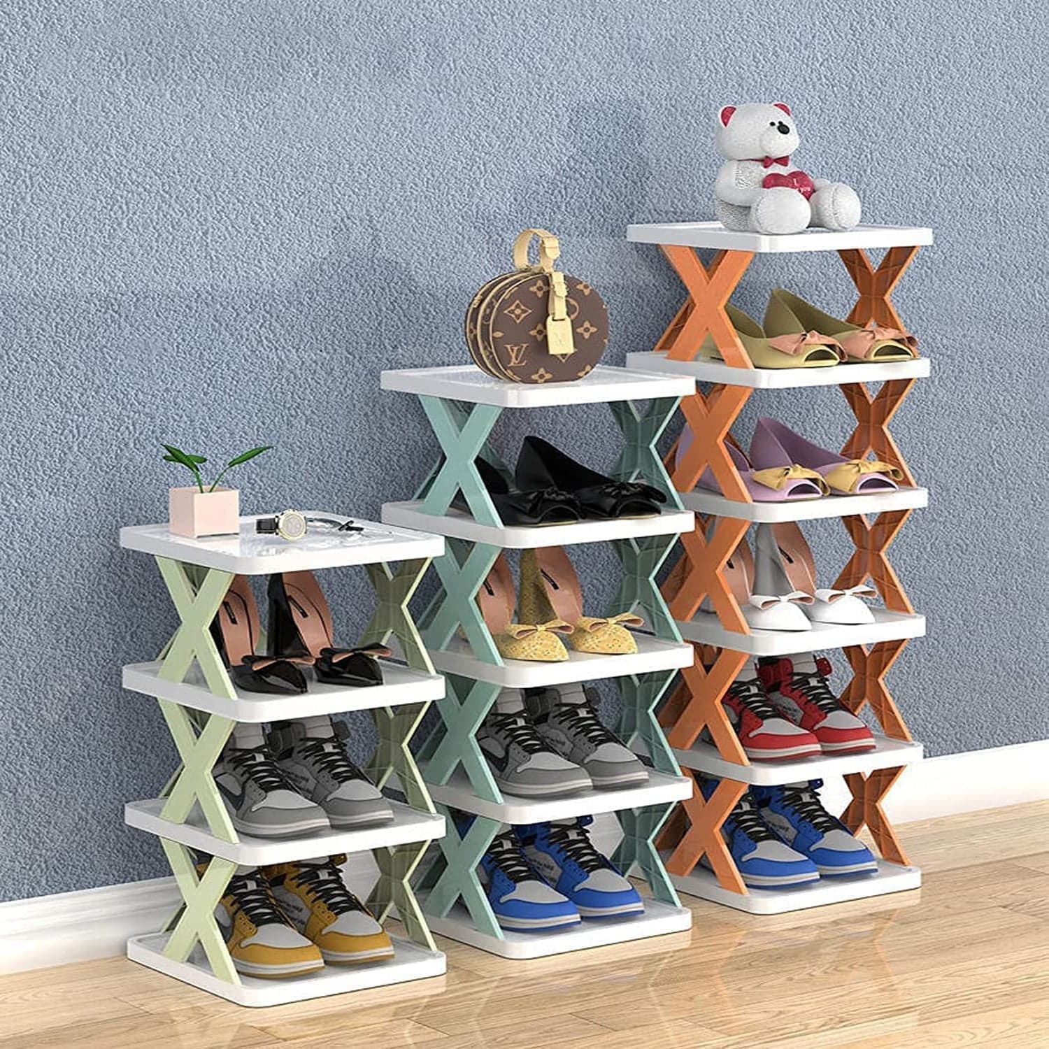 6 LAYER SHOE RACK DESIGN LIGHTWEIGHT ADJUSTABLE PLASTIC FOLDABLE SHOE CABINET STORAGE PORTABLE FOLDING SPACE SAVING SHOE ORGANIZER HOME AND OFFICE thumbnail 2