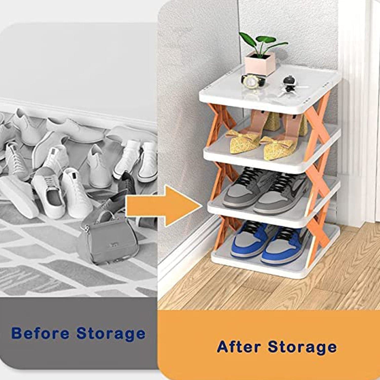 6 LAYER SHOE RACK DESIGN LIGHTWEIGHT ADJUSTABLE PLASTIC FOLDABLE SHOE CABINET STORAGE PORTABLE FOLDING SPACE SAVING SHOE ORGANIZER HOME AND OFFICE thumbnail 3