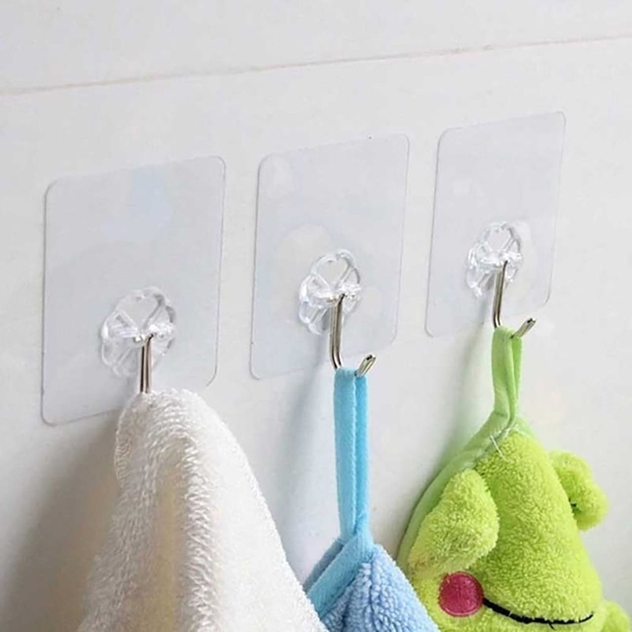 100PC MULTIPURPOSE STRONG SMALL STAINLESS STEEL ADHESIVE WALL HOOKS thumbnail 7