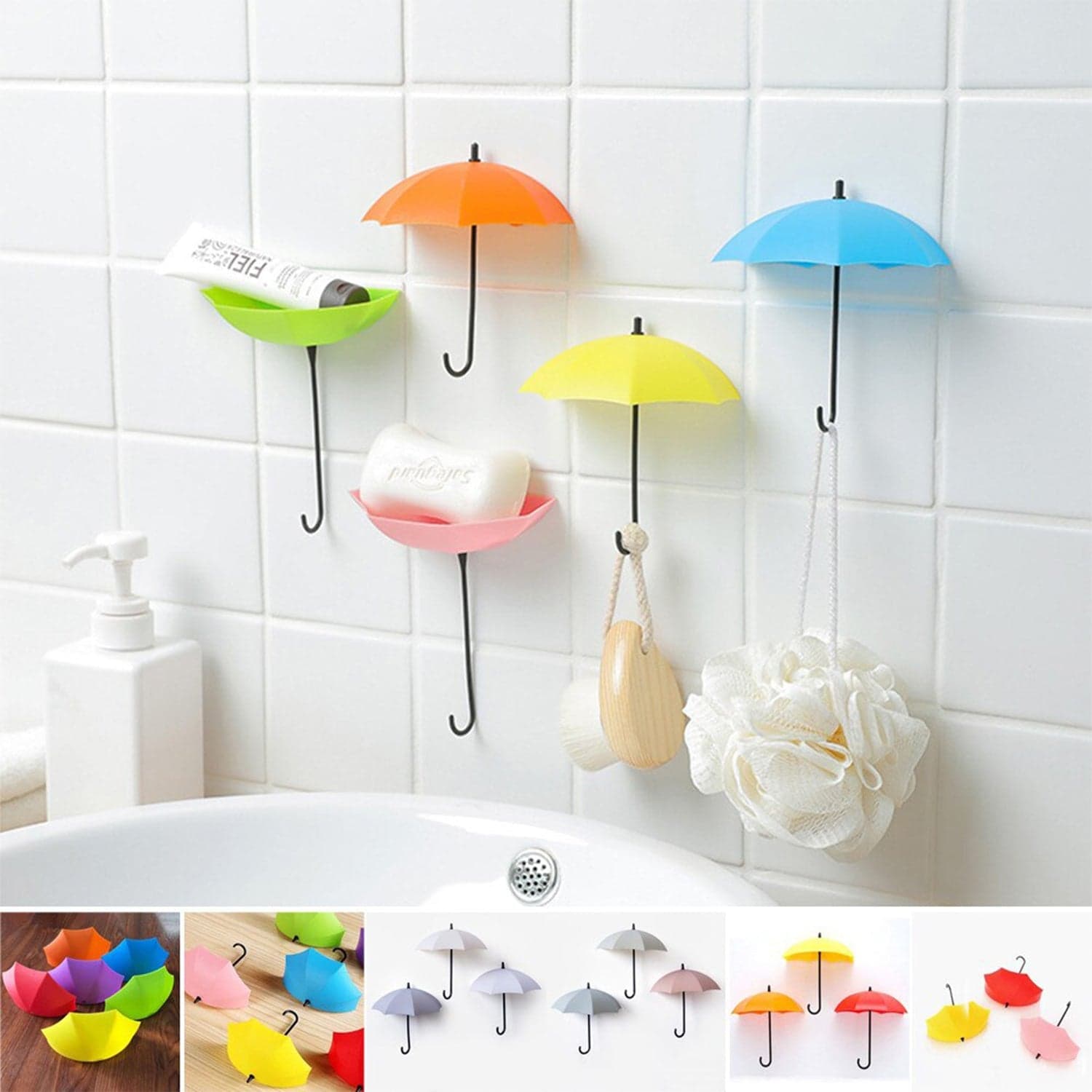 Multipurpose Umbrella Key Hat Holder Wall Hanging Hook Multicolor thumbnail 6