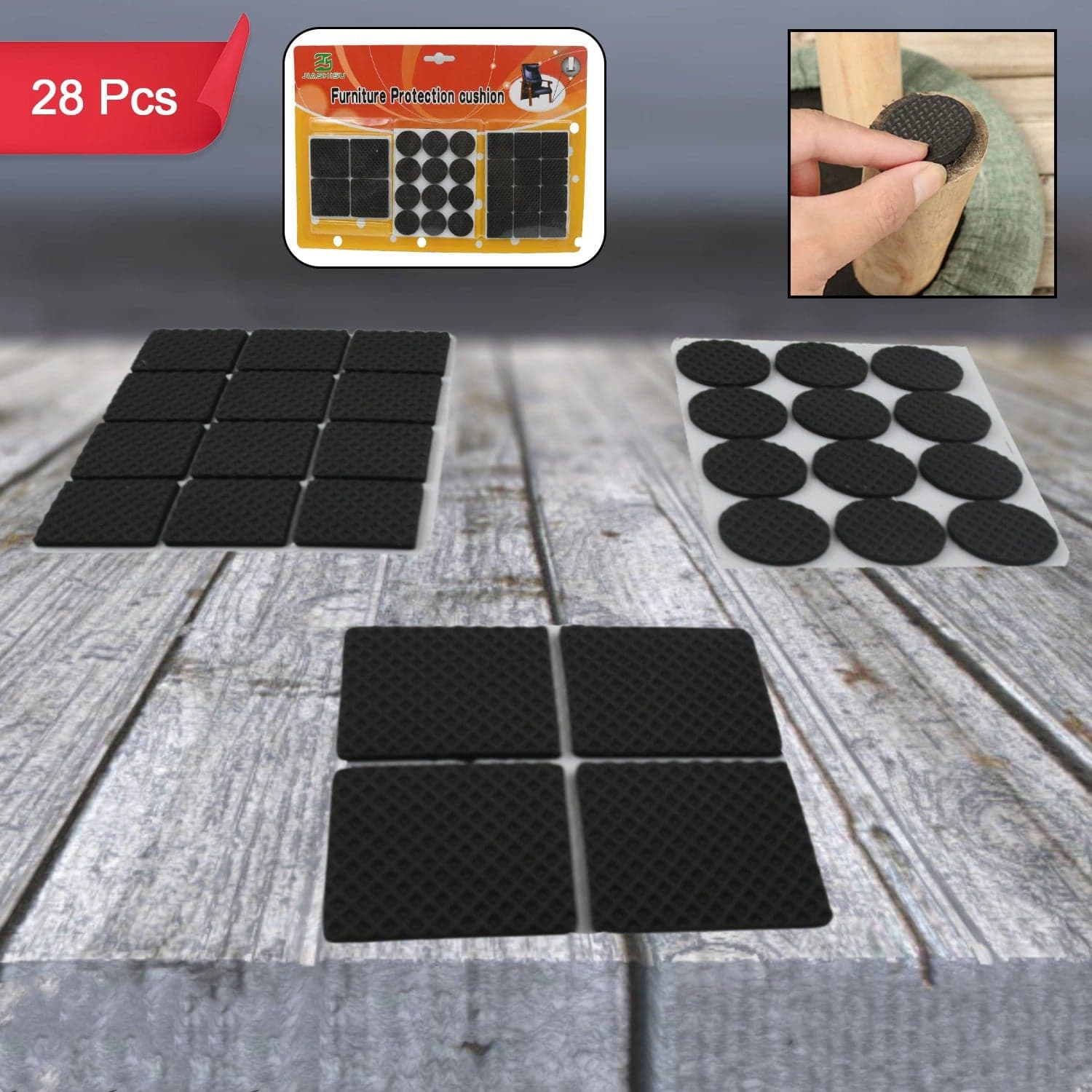 28 pc Rubber furniture Pads Self Sticking Non Slip Furniture Noise Insulation Pads thumbnail 3