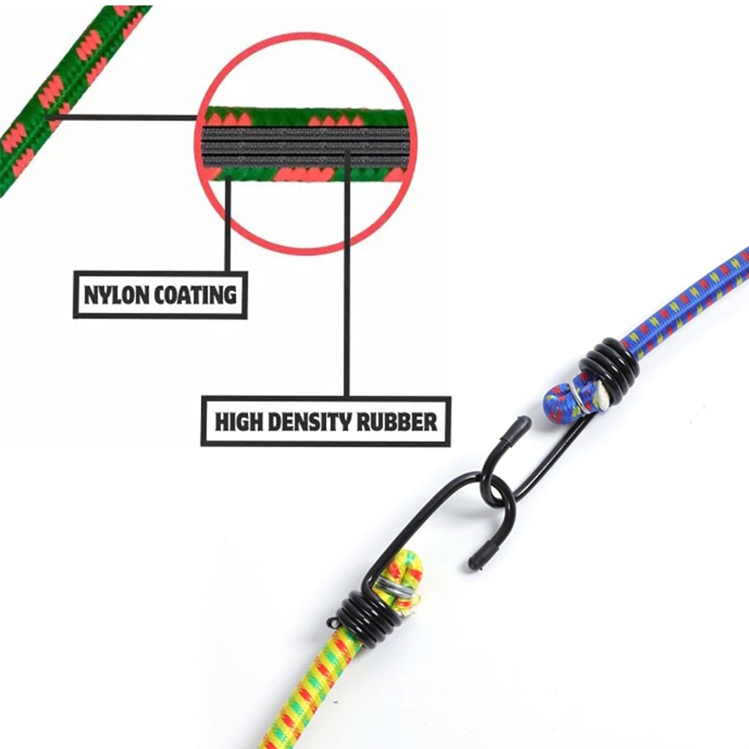 High Strength Elastic Bungee, Shock Cord Cables, Luggage Tying Rope with Hooks thumbnail 6