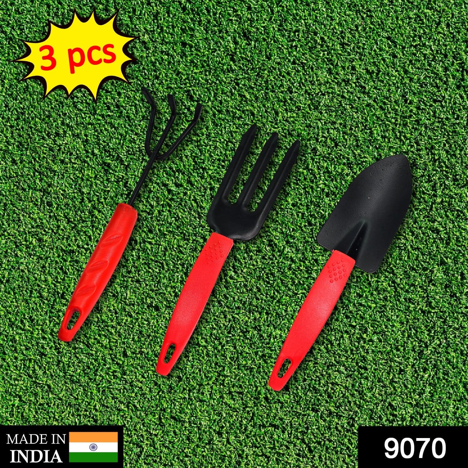 3pcs Small sized Hand Cultivator, Small Trowel, Garden Fork thumbnail 2