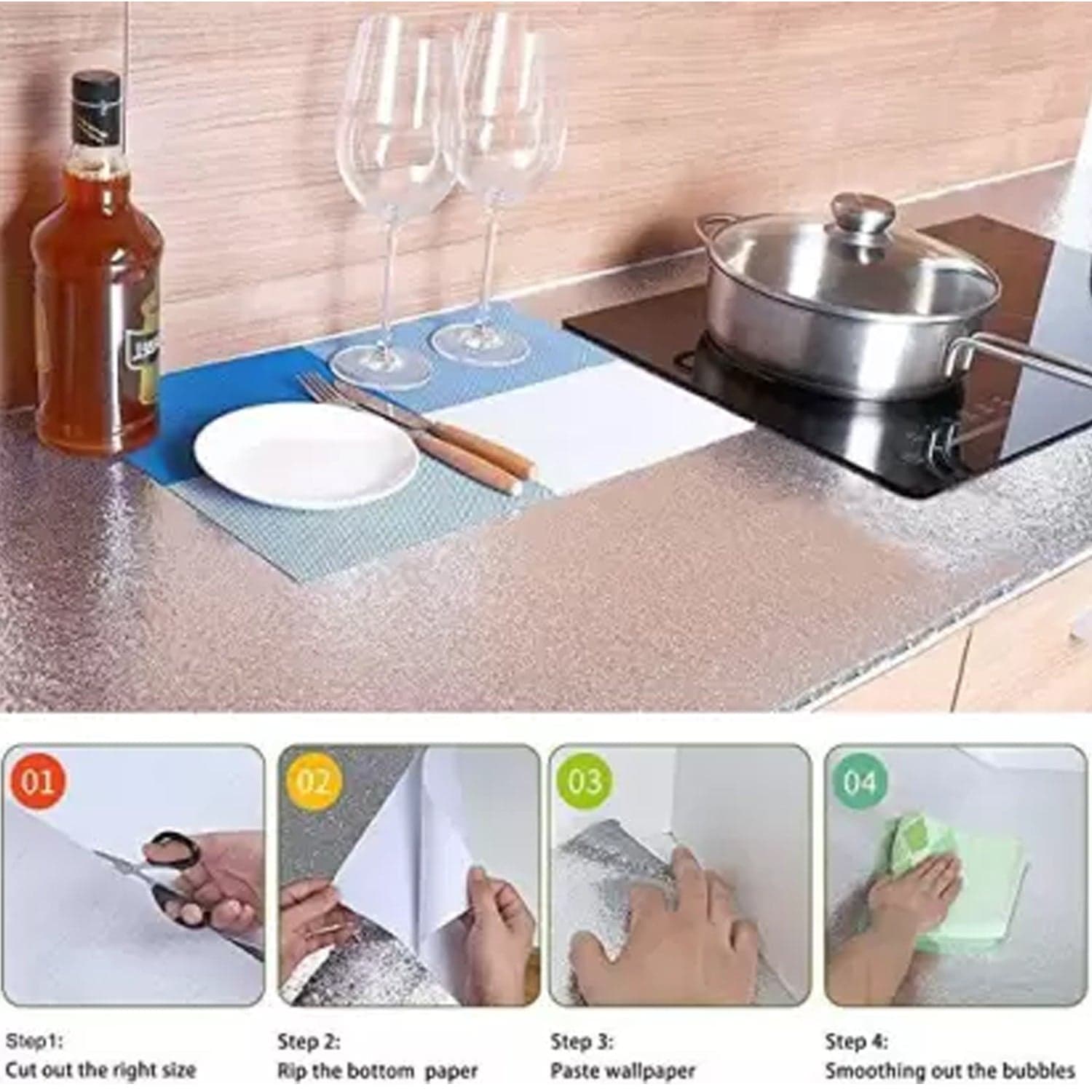 Aluminium Foil For Kitchen And Aluminium Foil Paper Sticker Roll For Kitchen Wall thumbnail 7