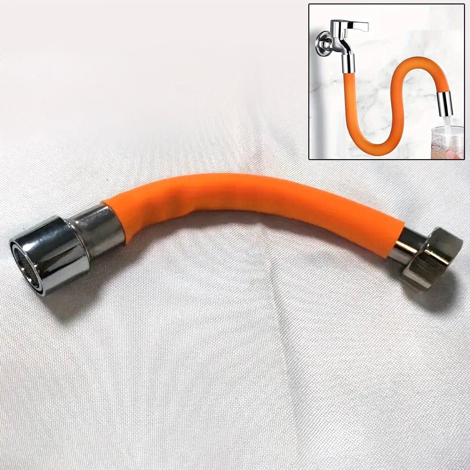 Flexible Water Tap Extender, 360° Bending Faucet Extension Tube with Connector (18cm) thumbnail 1