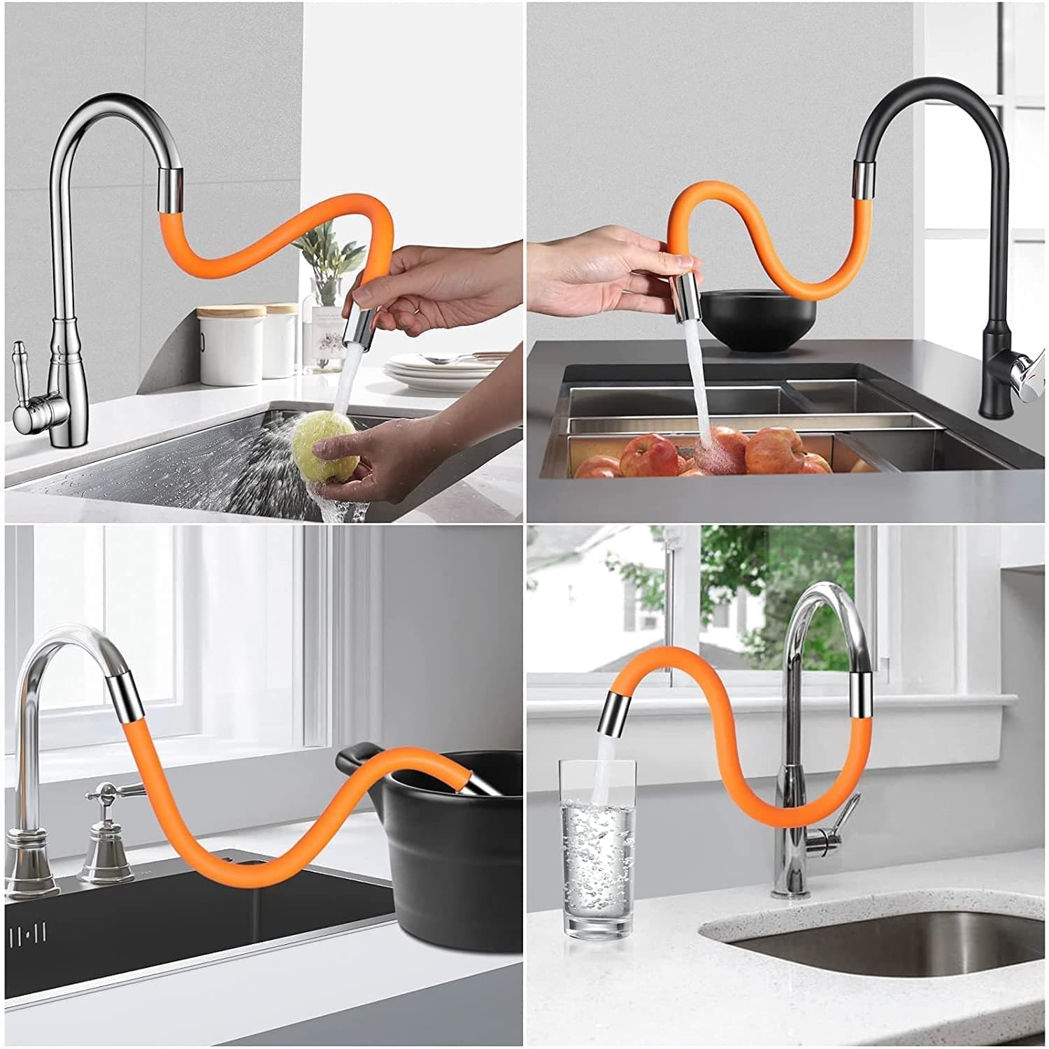 Flexible Water Tap Extender, 360° Bending Faucet Extension Tube with Connector (18cm) thumbnail 6