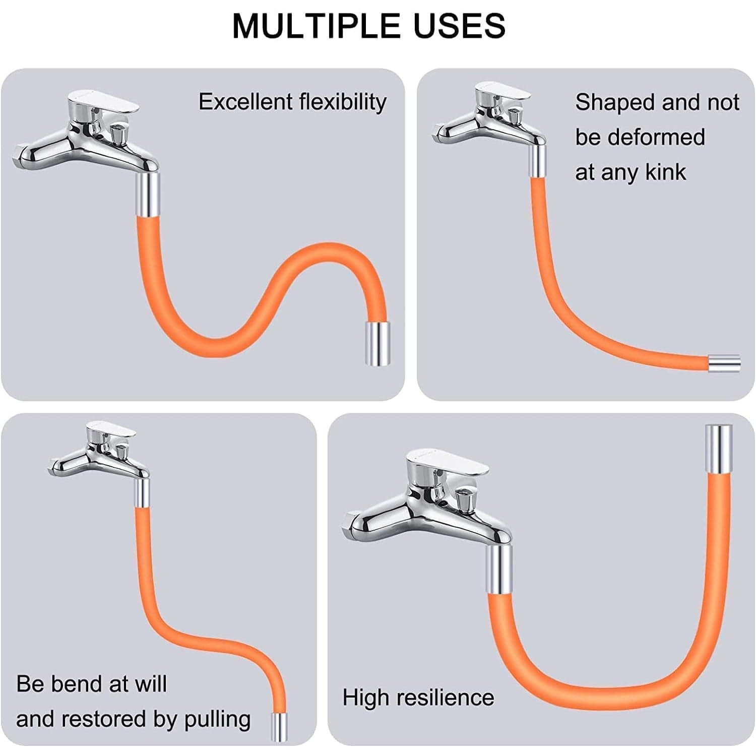 Flexible Water Tap Extender, 360° Bending Faucet Extension Tube with Connector (18cm) thumbnail 7