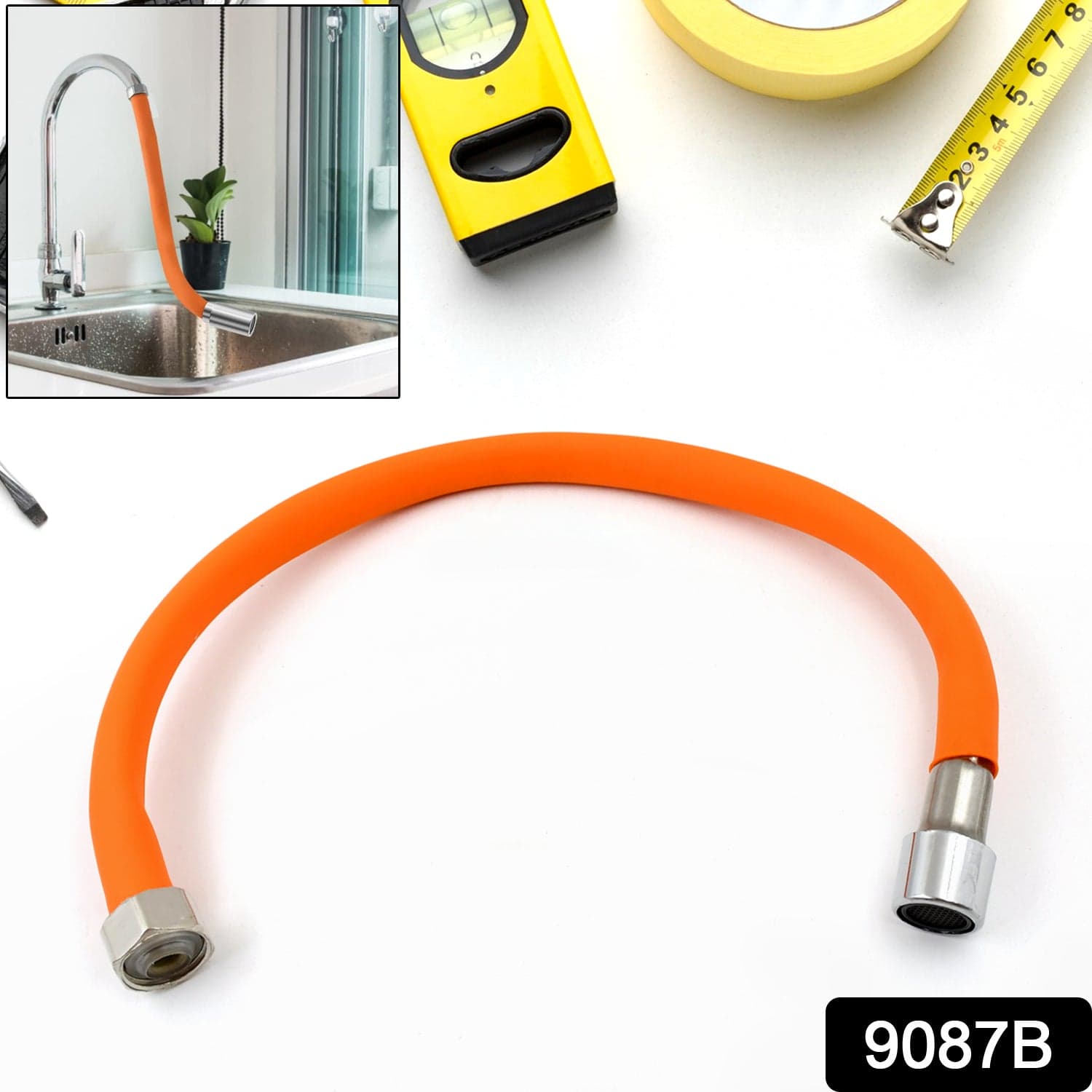 Flexible Water Tap Extender - 360° Adjustable Foaming Extension Tube with Connector (46cm) thumbnail 2