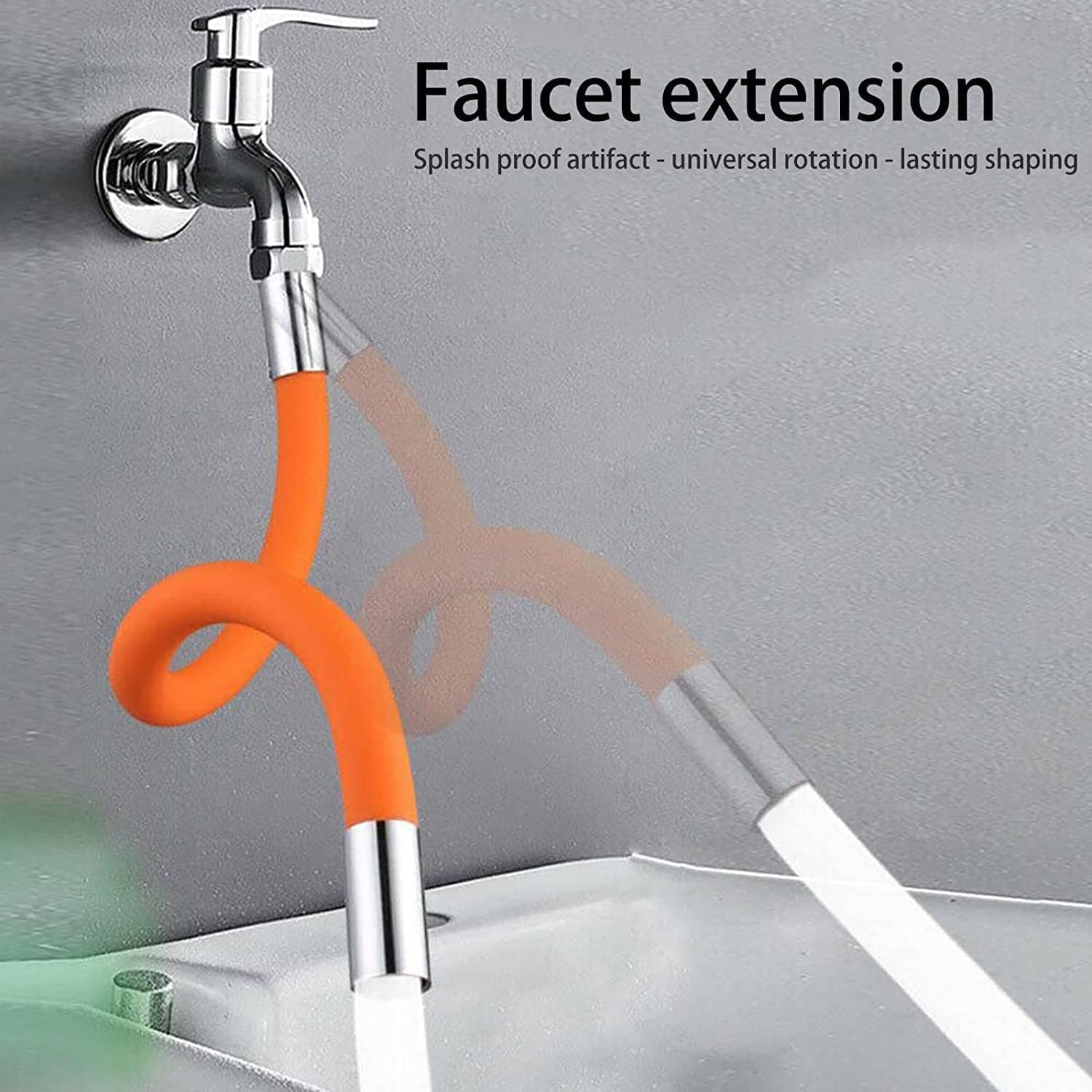 Flexible Water Tap Extender - 360° Adjustable Foaming Extension Tube with Connector (46cm) thumbnail 7