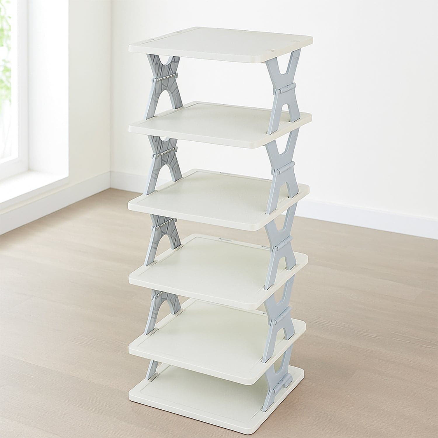 Smart 6-Layer Shoe Rack Of Foldable, Collapsible & Heavy-Duty Plastic Stand For Home Entryway Storage Organizer (Mix Color) thumbnail 3