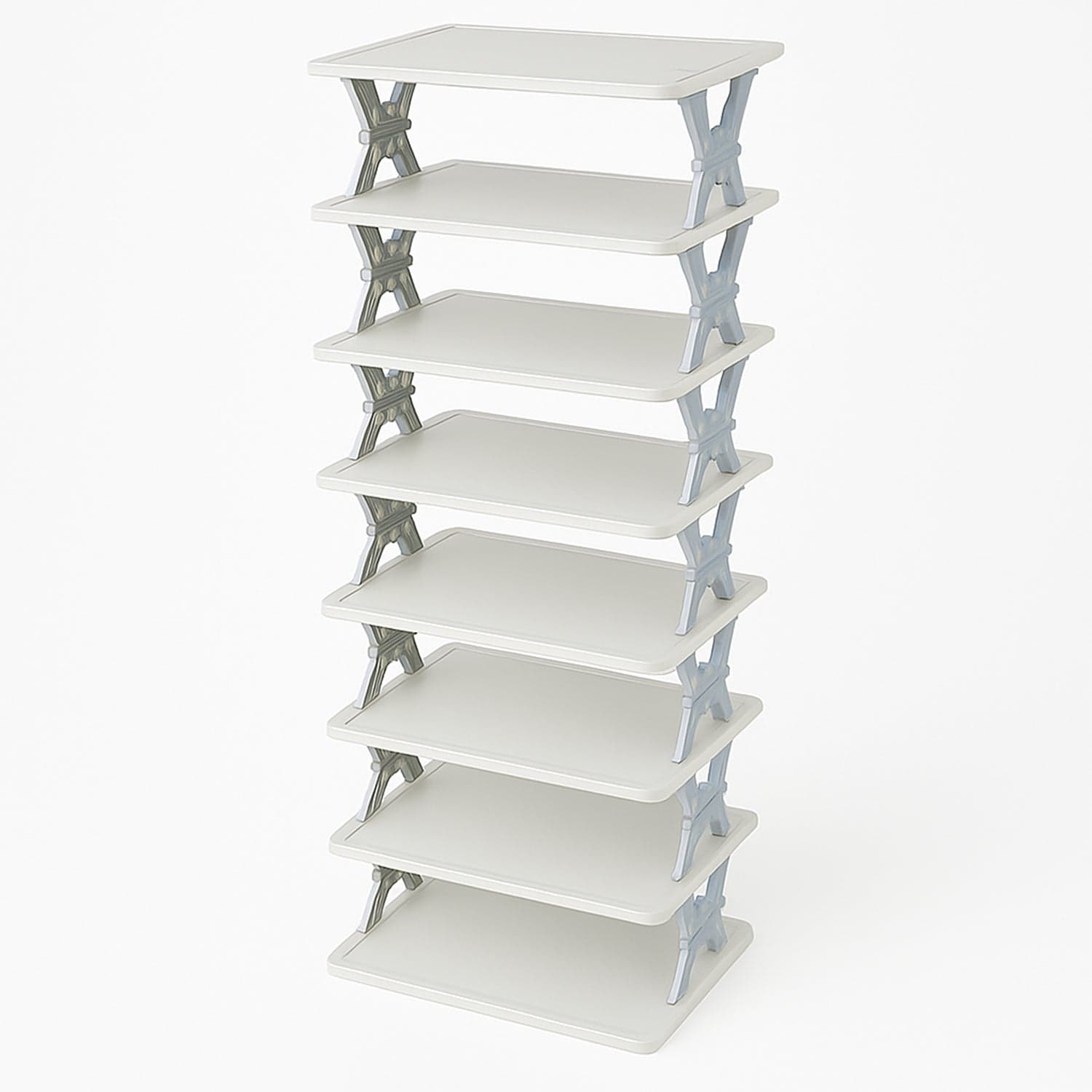 8-Layer Foldable Shoe Rack for Entryway - Heavy Duty Plastic Shoe Organizer thumbnail 1