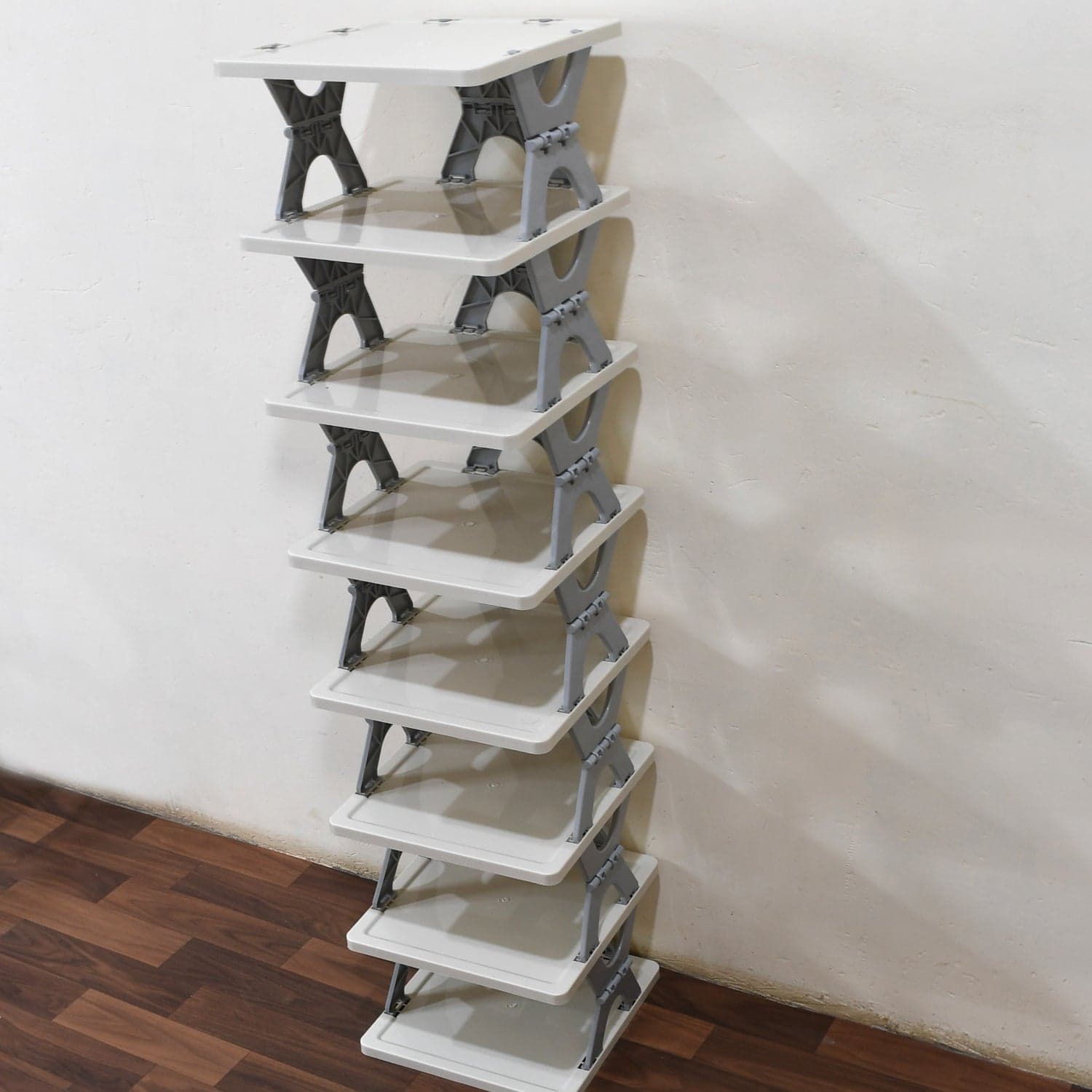 8-Layer Foldable Shoe Rack for Entryway - Heavy Duty Plastic Shoe Organizer thumbnail 7