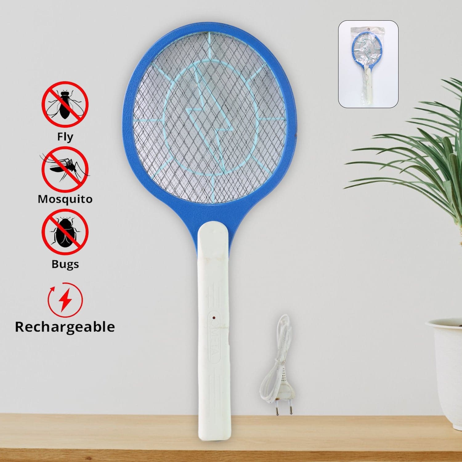 Anti Mosquito Racquet Rechargeable Insect Killer Bat with LED Light thumbnail 1