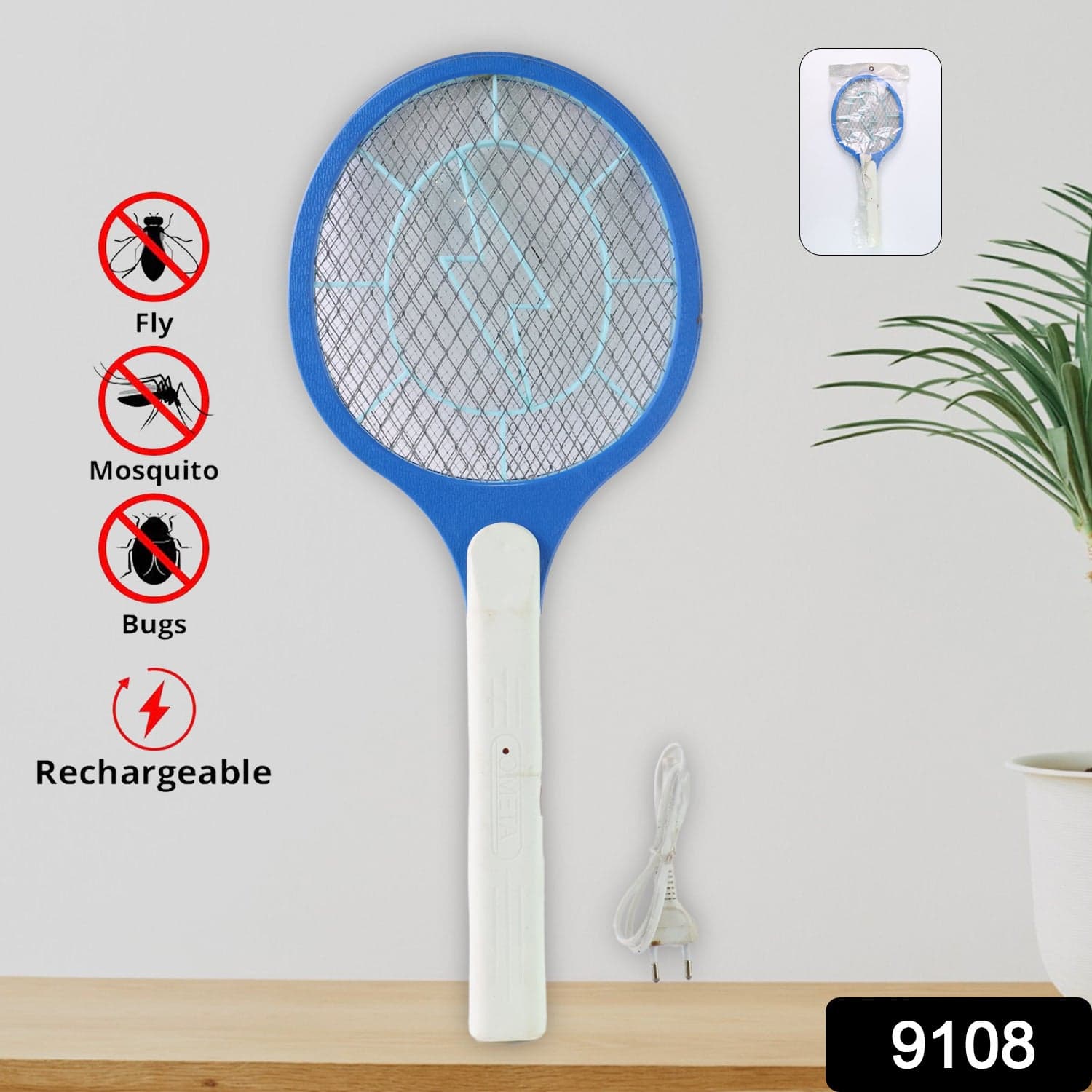 Anti Mosquito Racquet Rechargeable Insect Killer Bat with LED Light thumbnail 2