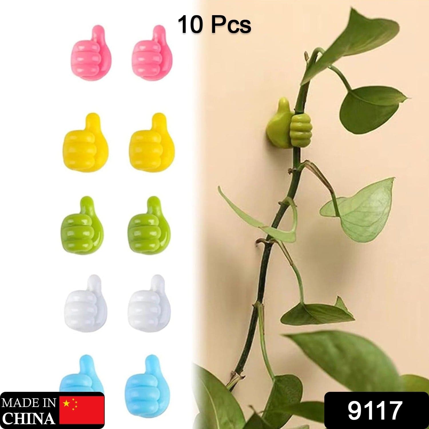 Thumb Cable Clips, Multi-Color Cord Organizer for Home, Office, Car (10 Pc Set) thumbnail 2