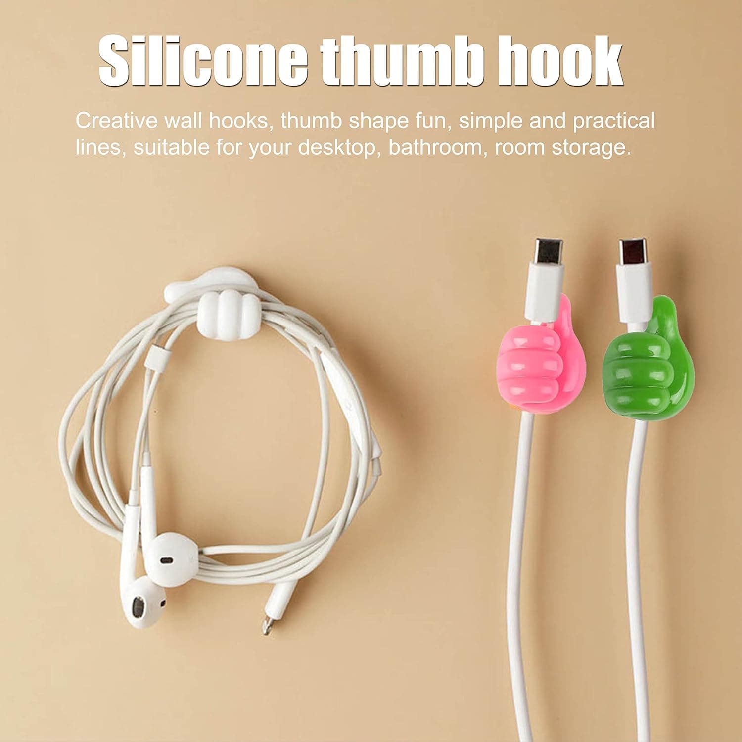 Thumb Cable Clips, Multi-Color Cord Organizer for Home, Office, Car (10 Pc Set) thumbnail 7
