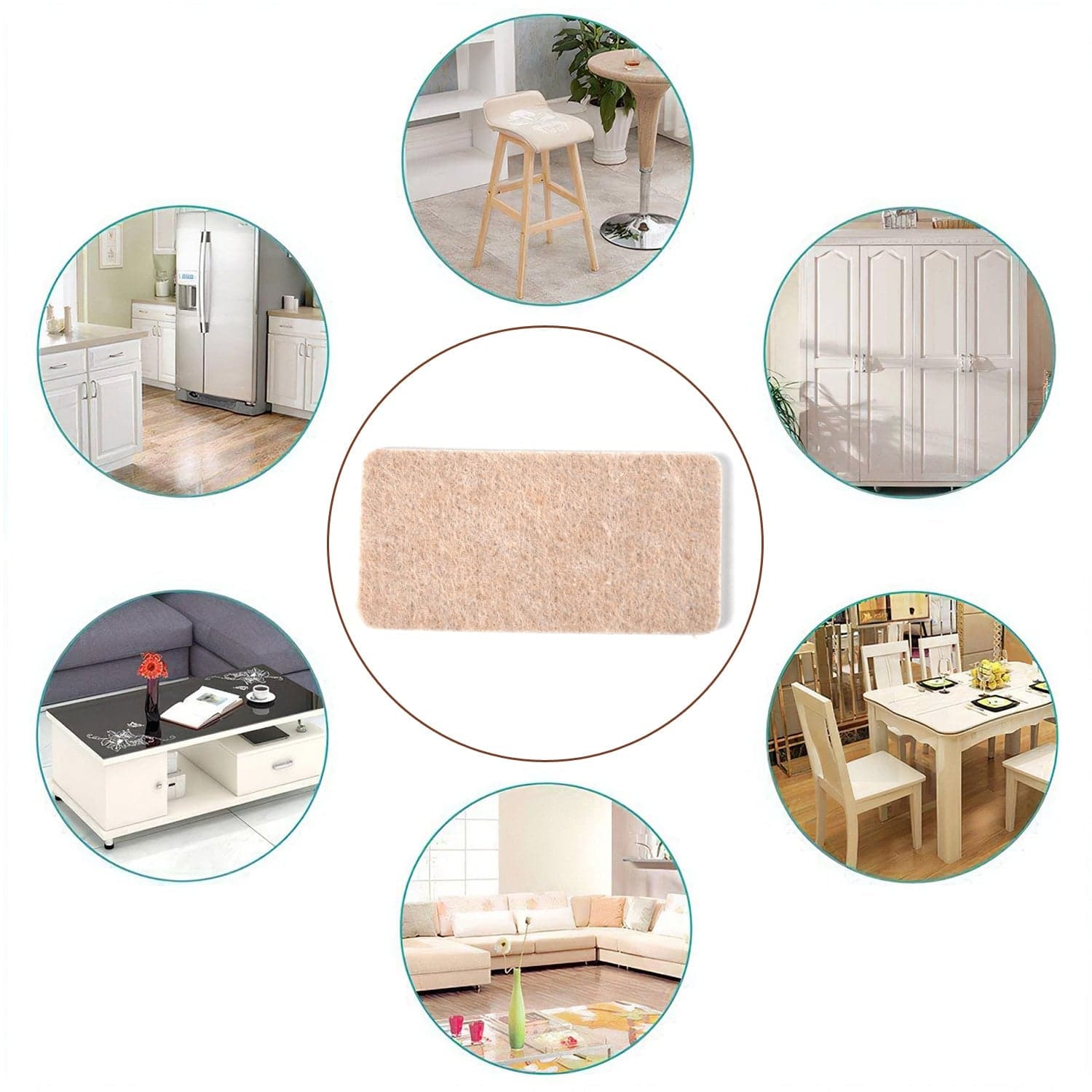 4-Piece Square Felt Furniture Floor Protector Pads thumbnail 3