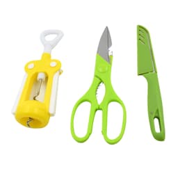 Multifunction Kitchen Tool Set of Stainless Steel & Plastic Knife and Scissors