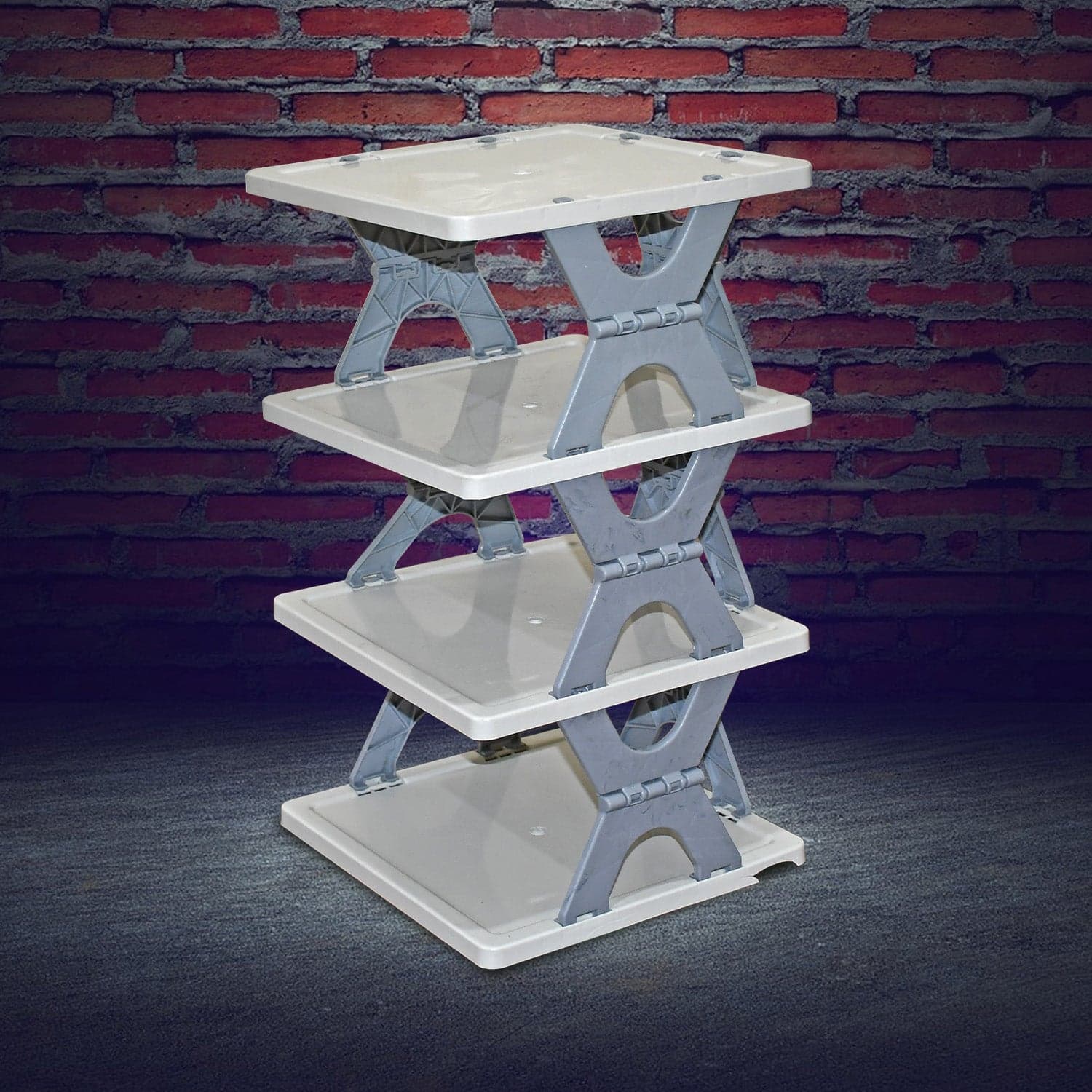 Foldable Shoe Rack (1 Pc, 4 Layers): Space-Saving, Entryway Storage thumbnail 3