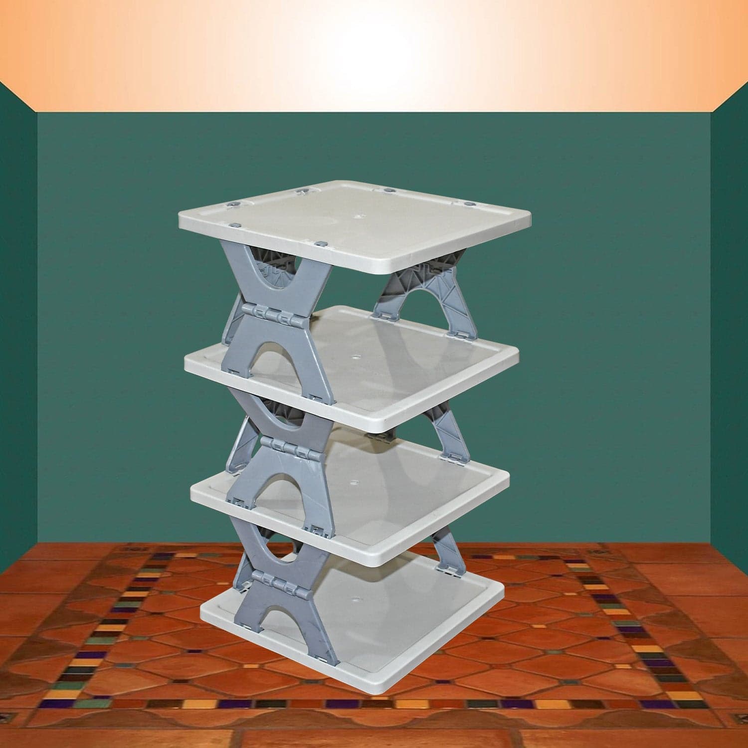 Foldable Shoe Rack (1 Pc, 4 Layers): Space-Saving, Entryway Storage thumbnail 5