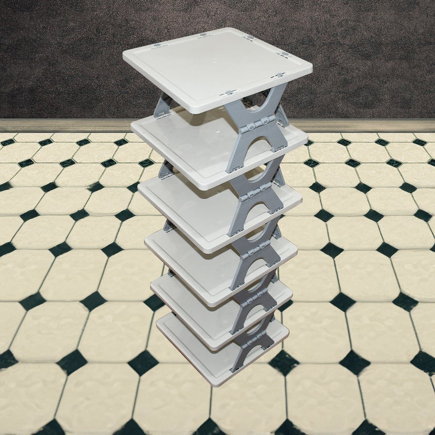 Foldable Shoe Rack (1 Pc, 6 Layers): Space-Saving, Entryway Storage thumbnail 5