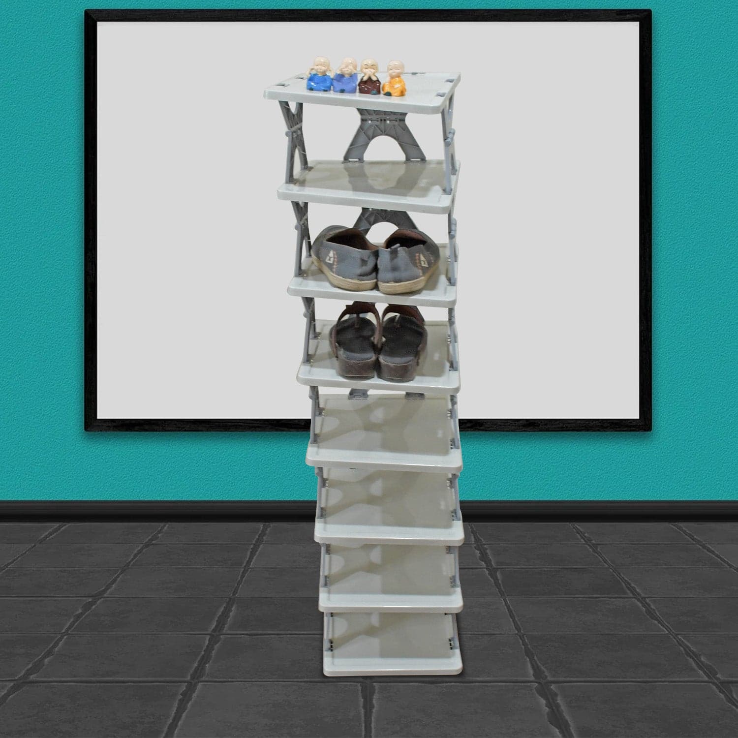 Foldable Shoe Rack (1 Pc, 8 Layers): Space-Saving, Entryway Storage thumbnail 1
