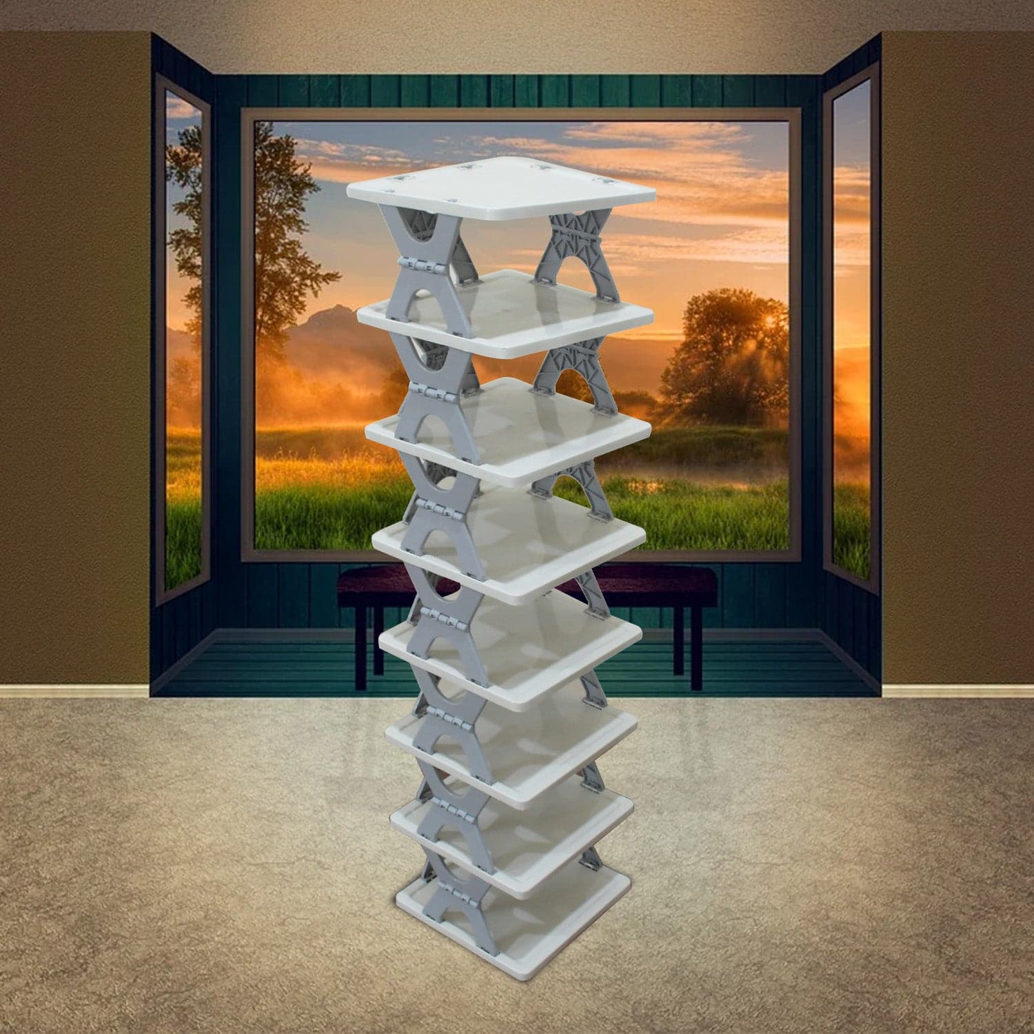 Foldable Shoe Rack (1 Pc, 8 Layers): Space-Saving, Entryway Storage thumbnail 4