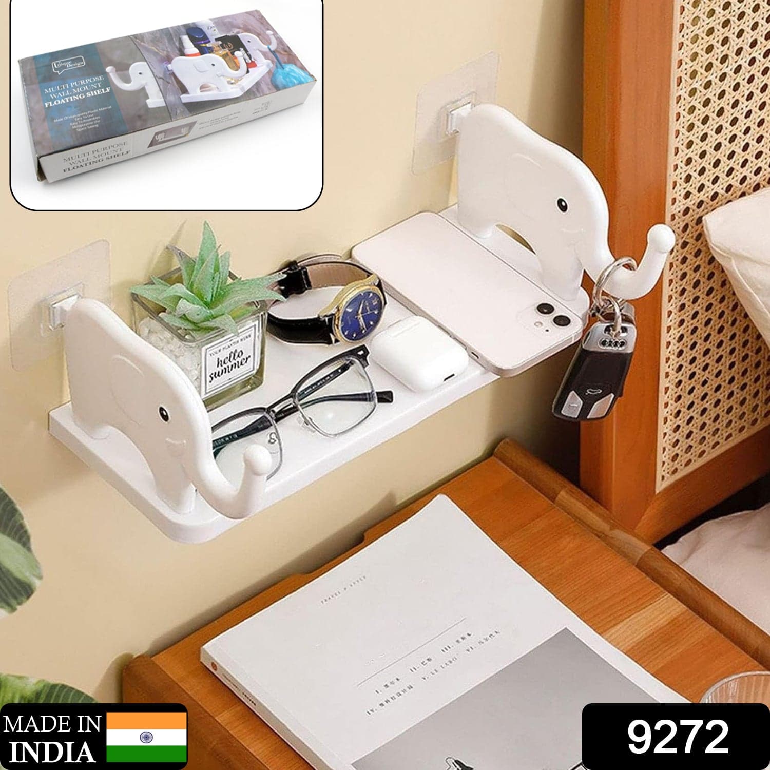 Multifunctional Elephant-Shaped Wall Shelf Of No-Punch Mini Organizer For Kitchen thumbnail 2