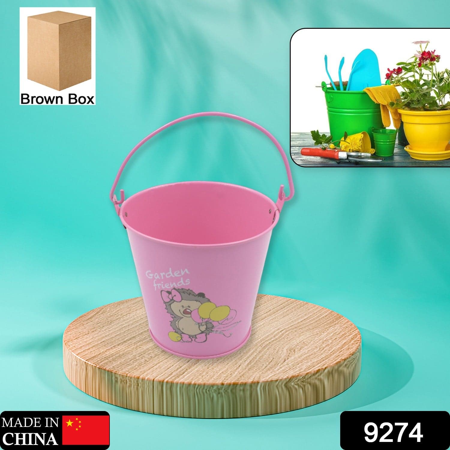 Small Metal Bucket for Plants & Decor (1 Pc, With Handle) thumbnail 2