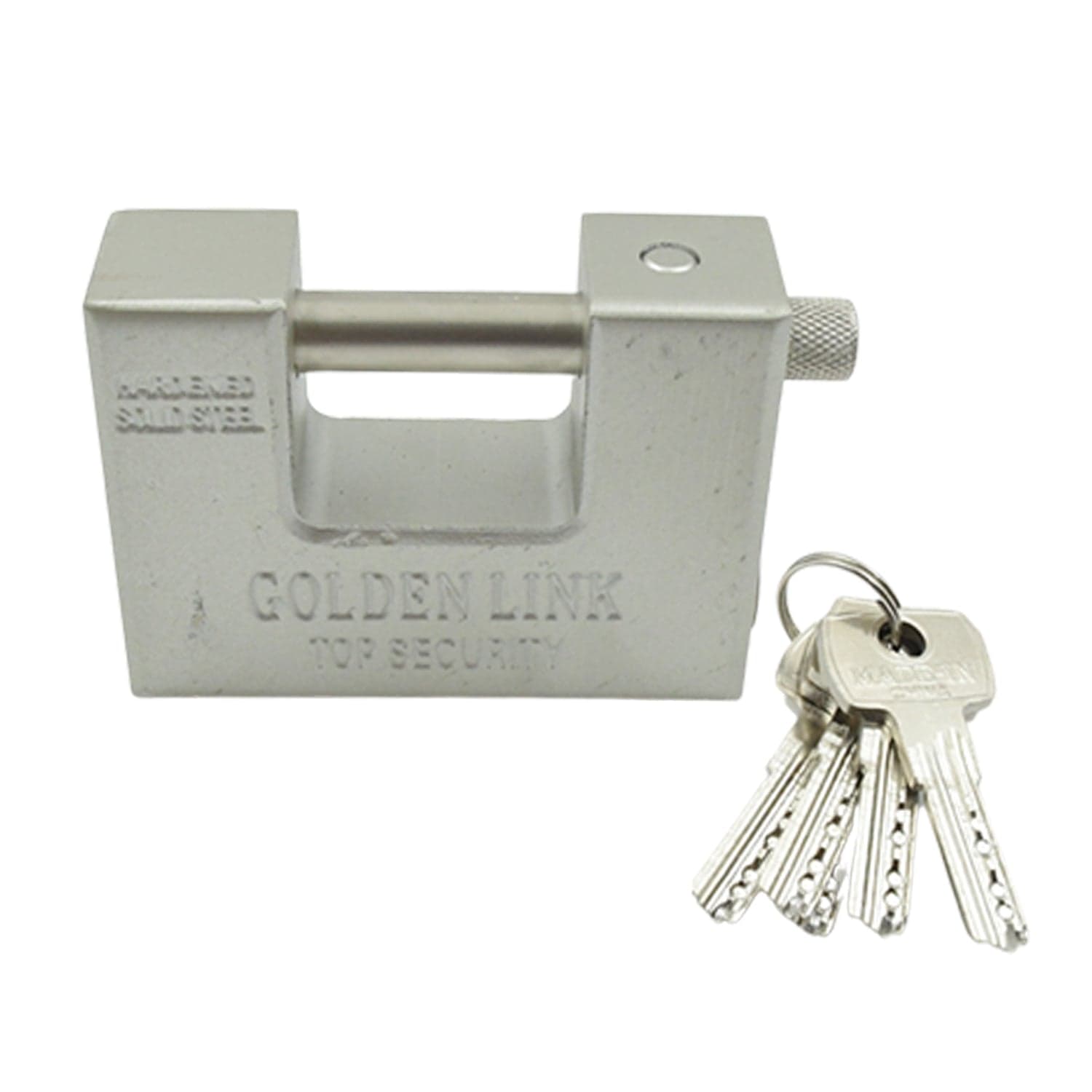 94mm Stainless Steel Padlock: Rectangular, Hardened Steel, 5 Keys thumbnail 5